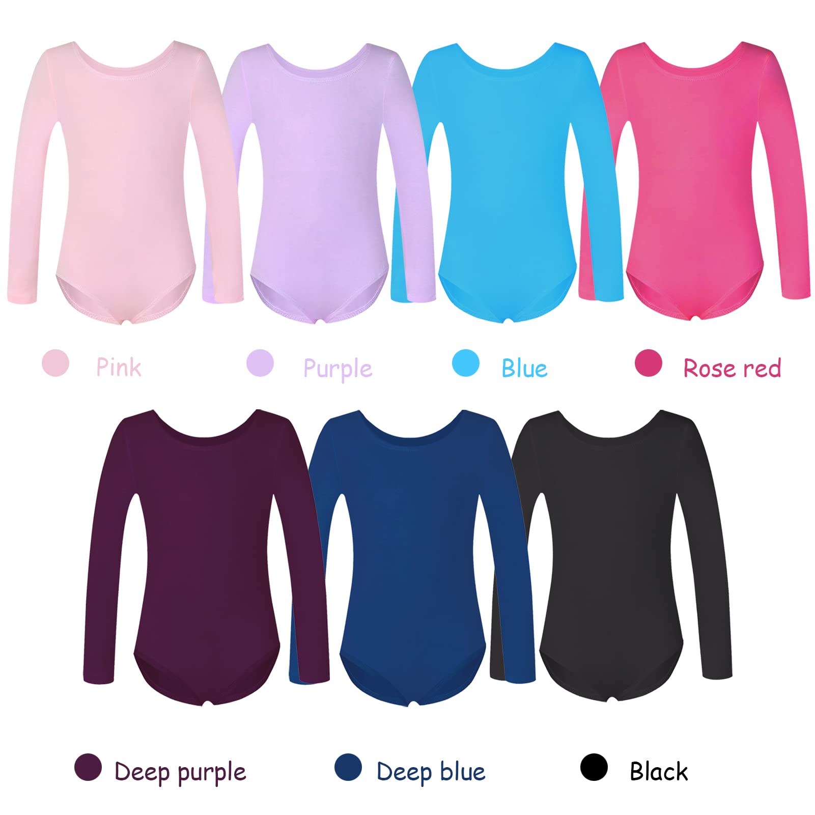 Phineein Girls Long Sleeve Team Basic Leotards for Kids - Dance, Gymnastics & Ballet Practice Wear