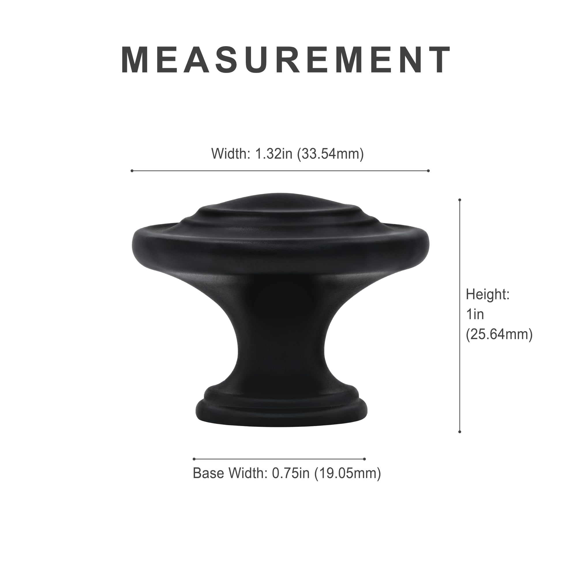 HESTIA HARDWARE 10 Pack Black Cabinet Knobs - 1-1/3 Inch Matte Black Drawer Pulls for Kitchen Cabinets, Dressers & Cupboard Doors | Durable Cabinet Hardware (Z4.10.D) | Perfect for Modern Home, Office & RV Renovation