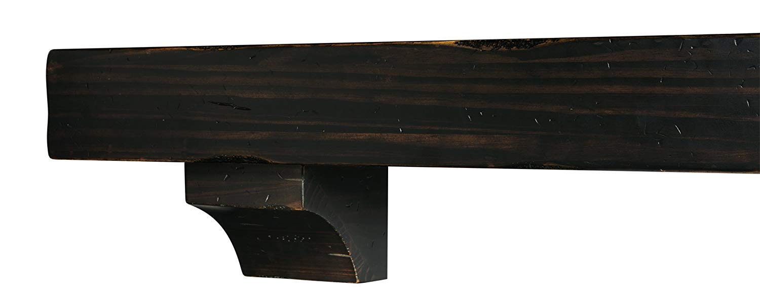 Pearl Mantels 412-72-20 The Shenandoah 72-Inch Wooden Shelf/Mantel - Espresso Rustic Distressed Finish - Perfect for Fireplace Mantel Decor, Living Room, Bedroom & Farmhouse Style Home Decor