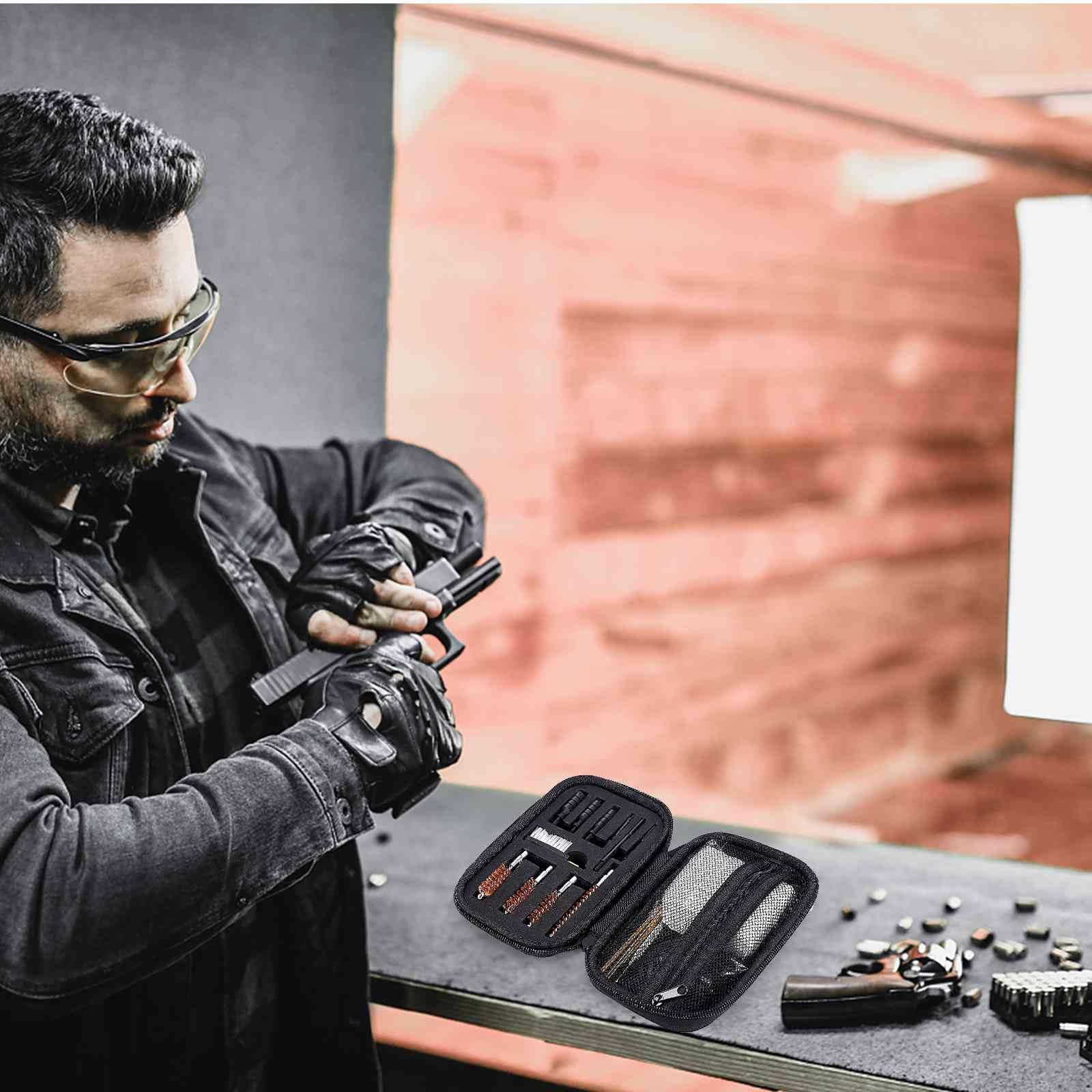 Universal Handgun Cleaning Kit for Claridge Hi-Tec/Goncz Pistols - 9×19mm Parabellum Pistol Maintenance Set with Bronze Bore Brush, Metal Jags & Compact Zippered Case | Perfect for Range Days & Home Gun Care