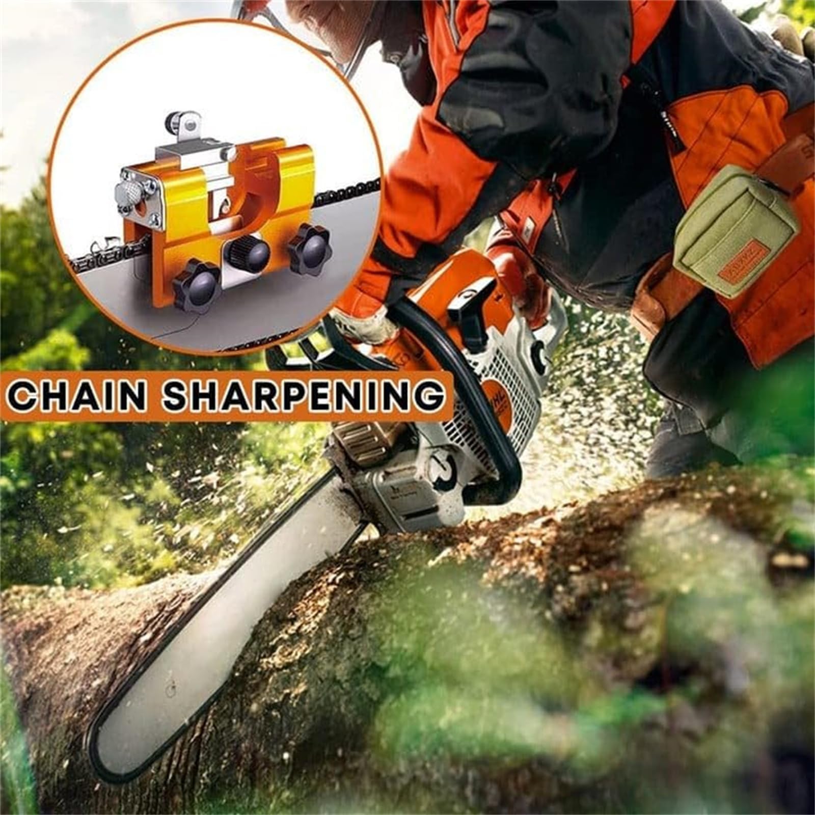 Dotmalls Hand Cranked Chainsaw Sharpener Tool - 1 Grinding Head for Chainsaw Repair | Professional Saw Sharpening Kit for Woodworking & Forestry Maintenance