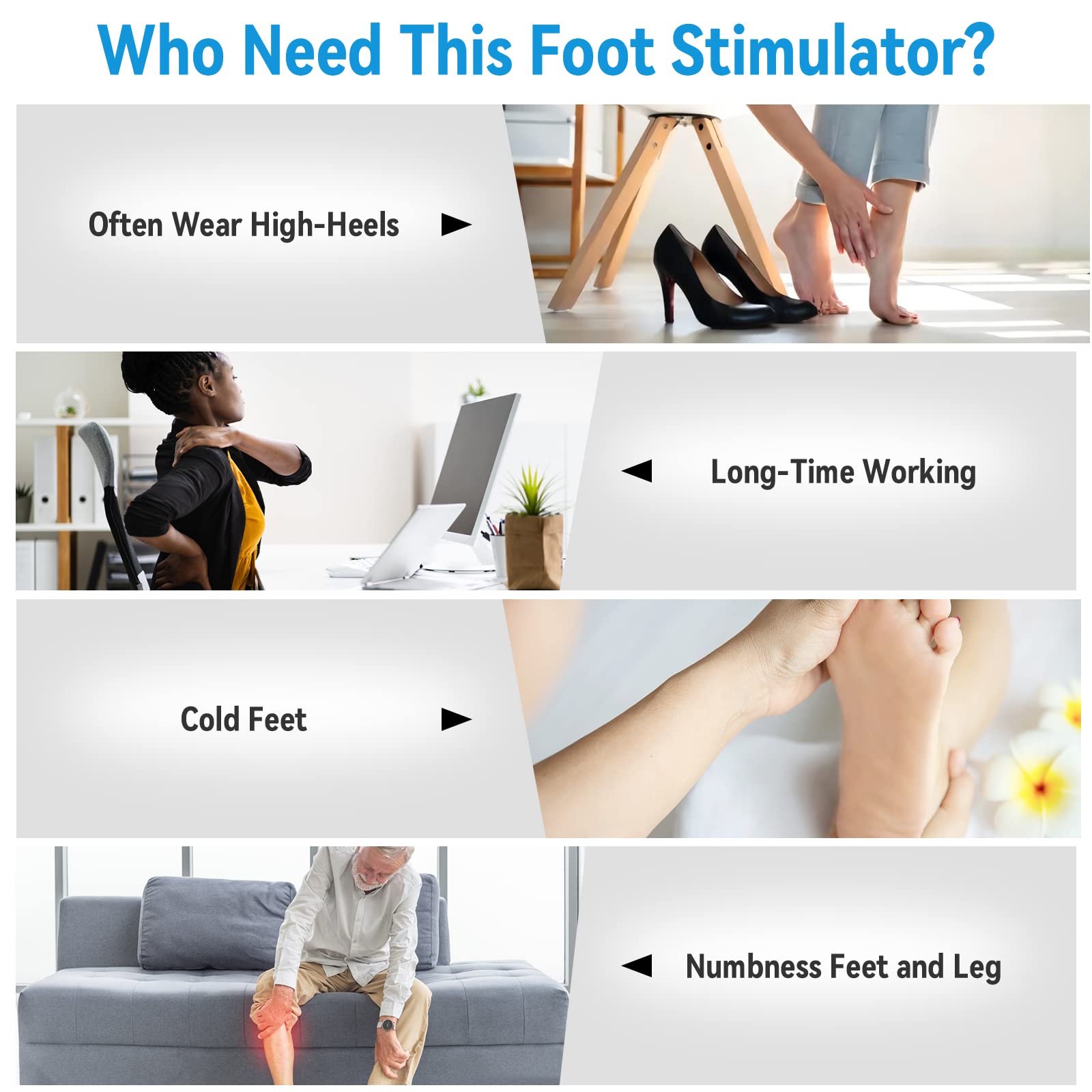 OSITO Foot Circulation Stimulator with EMS & TENS Technology - Electric Foot Massager for Improved Blood Flow, Pain Relief in Feet, Legs & Nerves - FSA/HSA Eligible - Perfect for Home Relaxation & Neuropathy Therapy