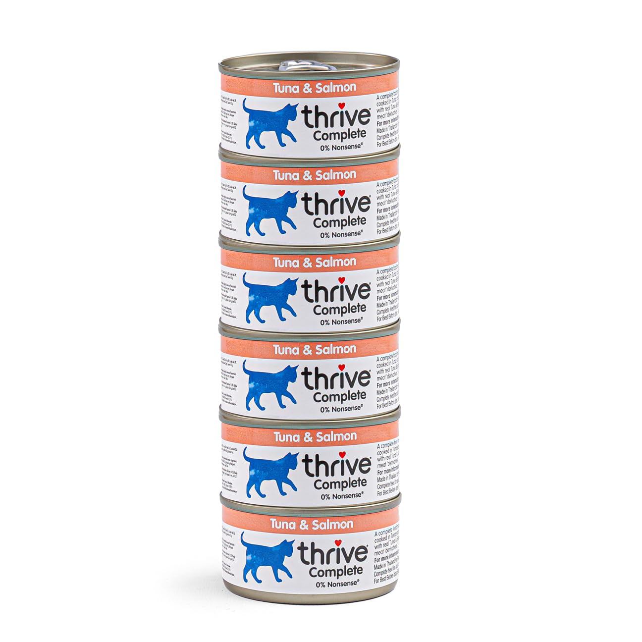 Premium Thrive Cat Food - Complete Tuna & Salmon Recipe, Grain-Free Wet Cat Food (6 Pack, 75g Each) - Ideal for Adult Cats & Kittens, Perfect for Mealtime or Travel