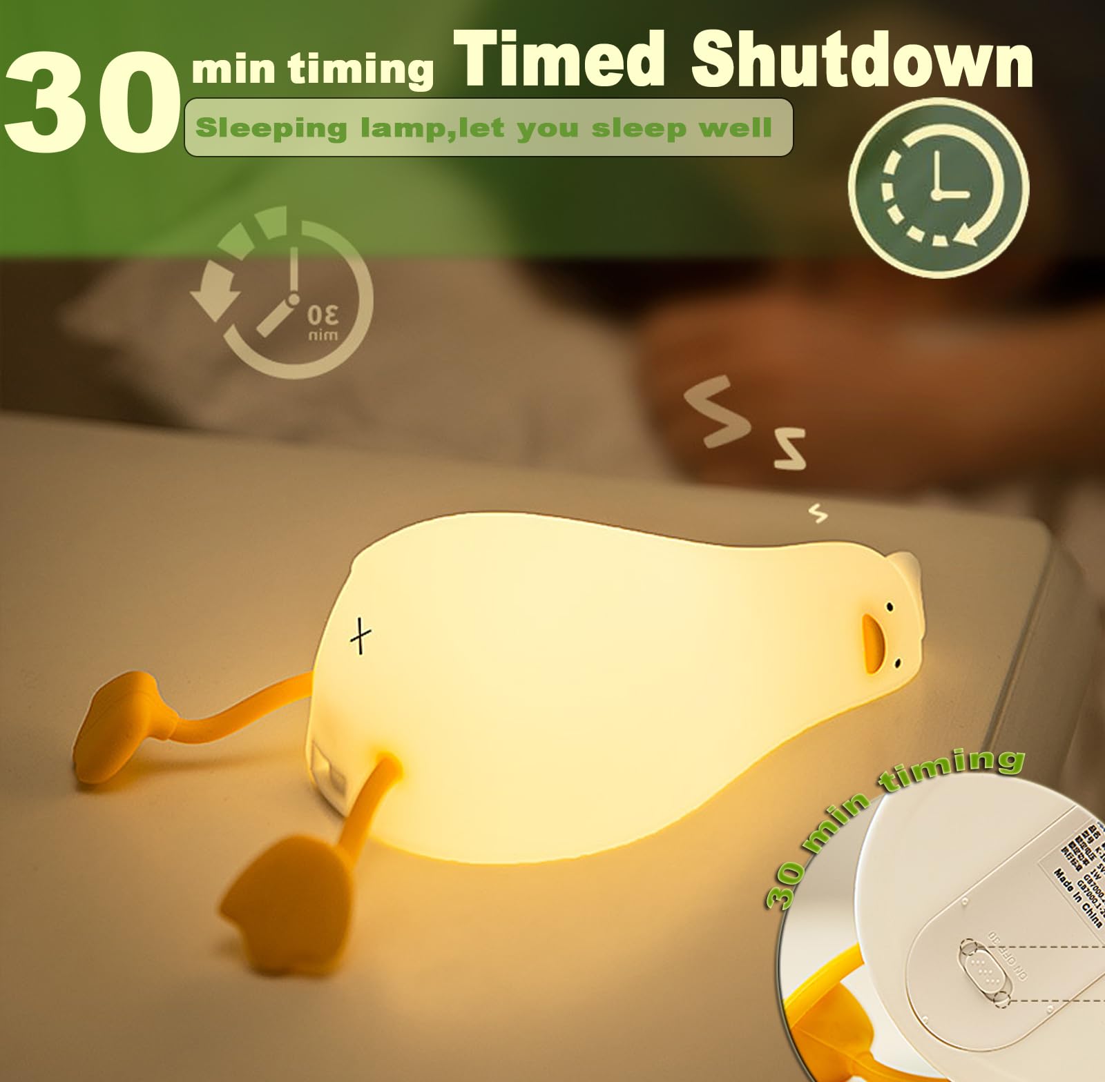 Cute Duck Night Light - 3-Level Dimmable LED Squishy Animal Lamp, Rechargeable Touch Nightlight for Nursery & Kids Room | Perfect Bedtime Companion, Soothing Gift for Children & Baby Shower