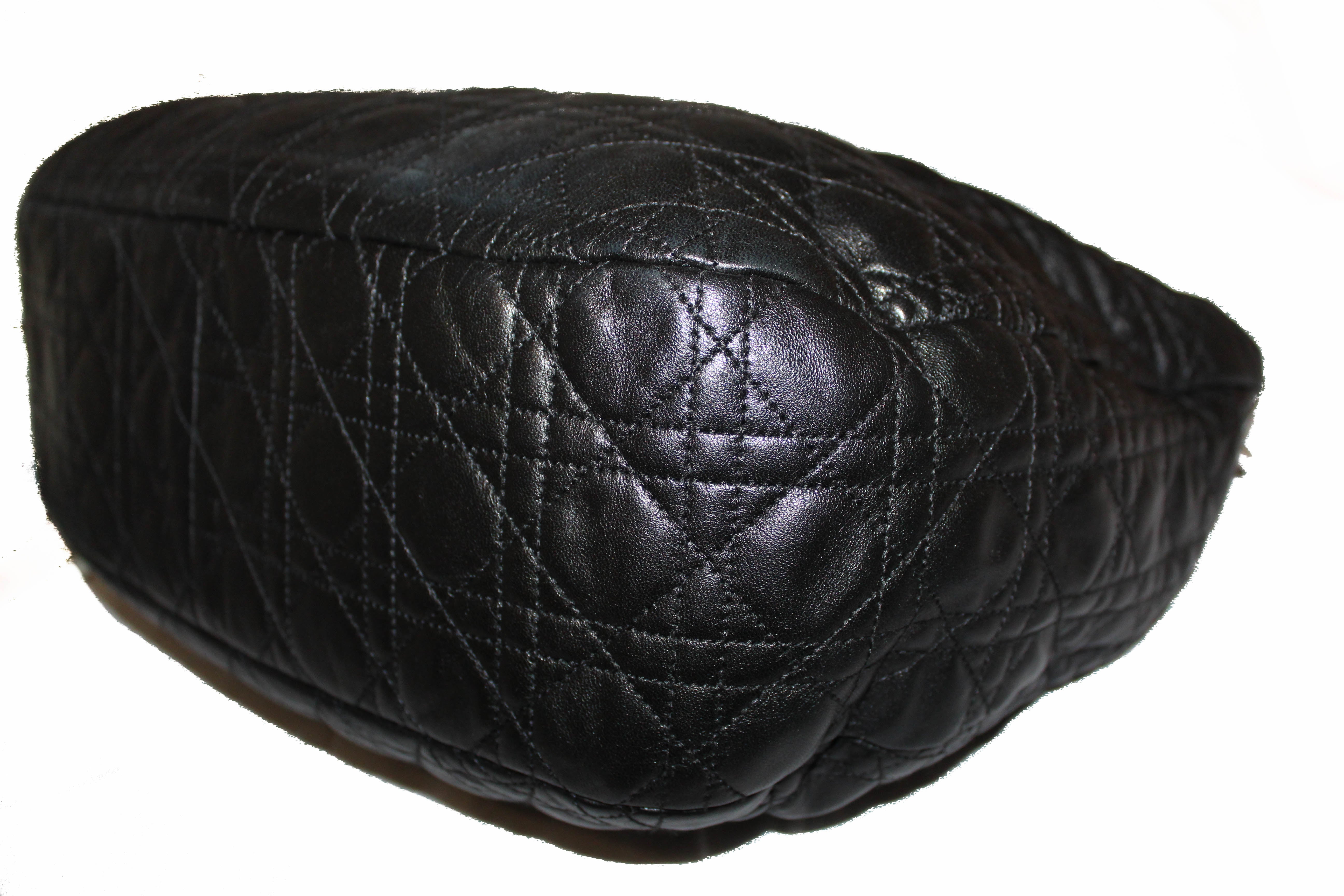Authentic Christian Dior Black Lady Dior Cannage Quilted Lambskin Hobo Bag - Luxury Designer Handbag for Women, Perfect for Parties, Weddings & Evening Events