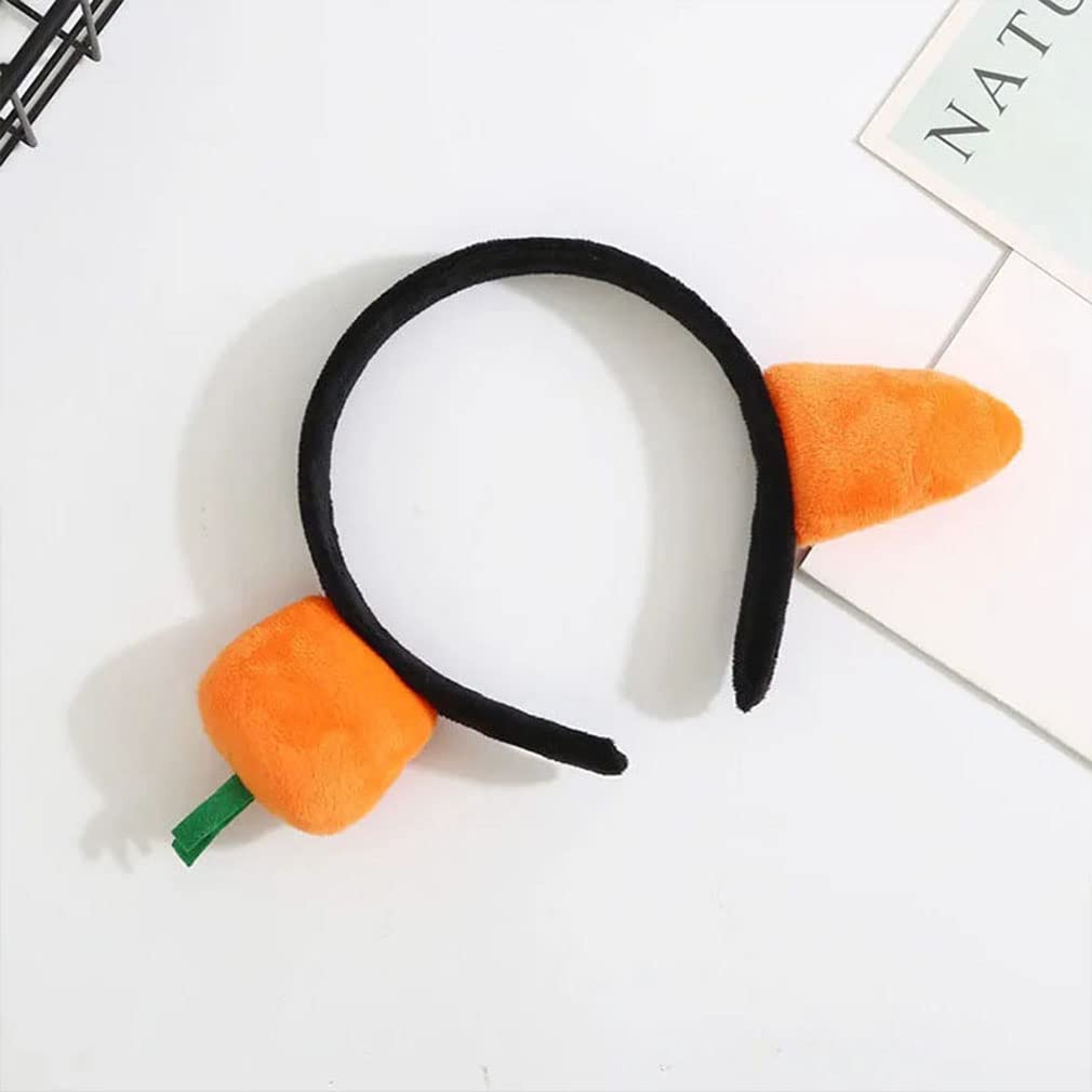 Funny Orange Carrot Headband for Women - Cute Vegetable Hair Accessory for Face Washing, Makeup & Costume Parties | Perfect for Halloween, Cosplay and Spa Days