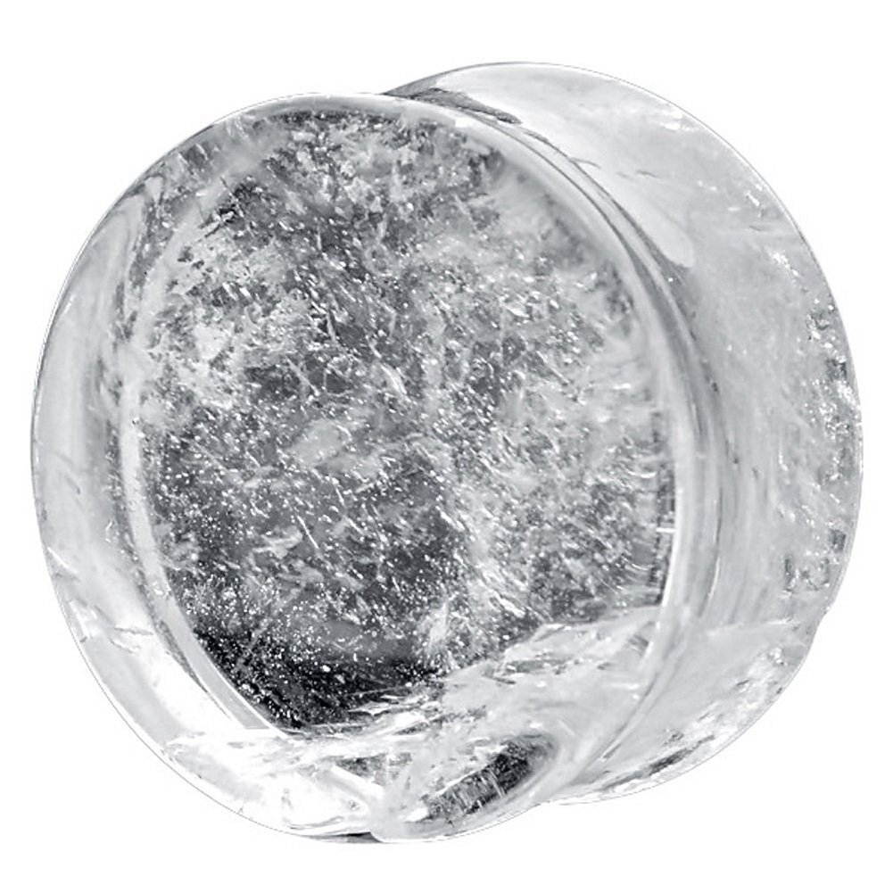 Natural Clear Quartz Stone Double Flared Plugs (1 Pair) - Organic Diamond Cut Ear Gauges for Stretching - Perfect for Body Jewelry & Boho Fashion