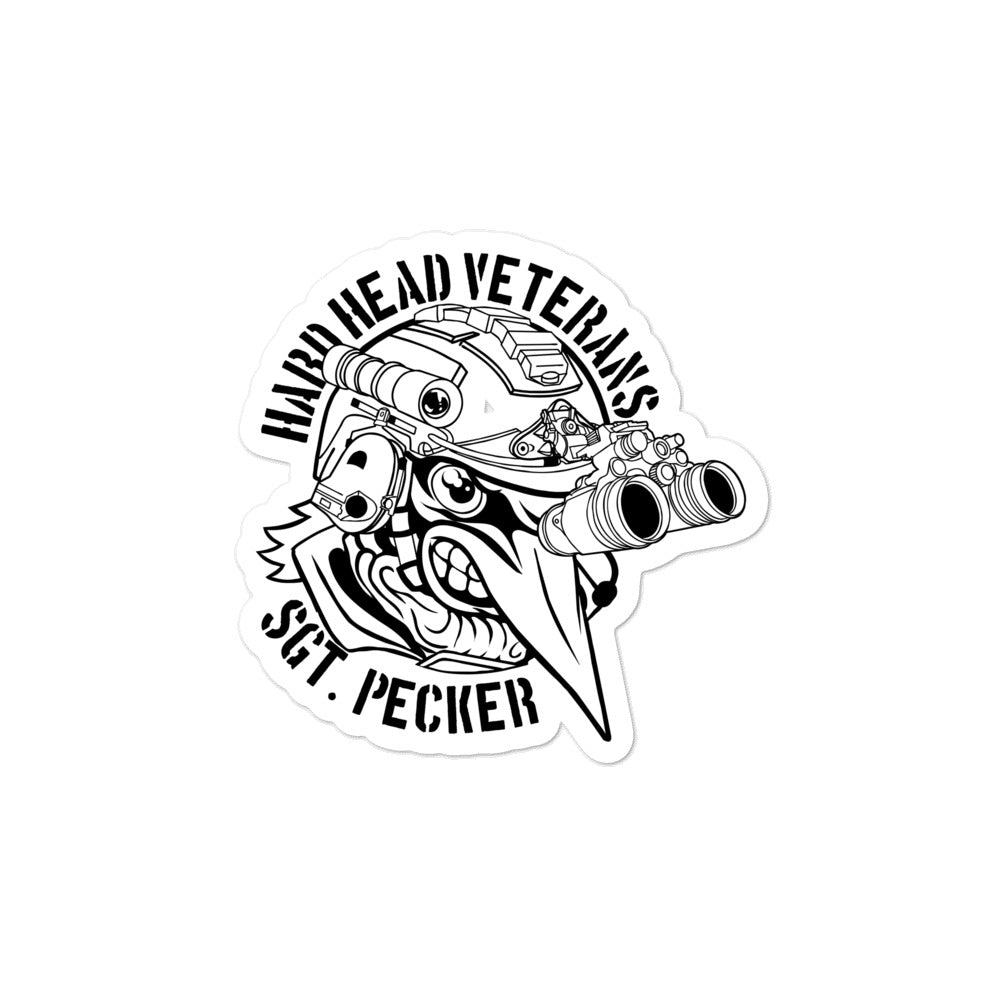 Black & White Sgt. Pecker Bubble-Free Vinyl Stickers - Waterproof Decals for Laptops, Cars, Tumblers & DIY Crafts