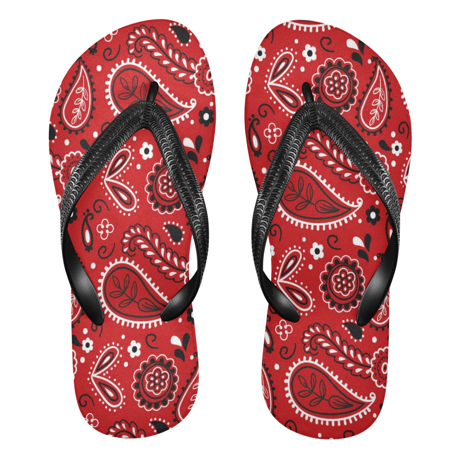 **Women's & Men's Paisley Bandana Pattern Flip Flops - Non-Slip Rubber Beach Sandals for Travel, Hotel, Shower & Sports | Comfortable Fashion Slippers for Summer & Poolside**
