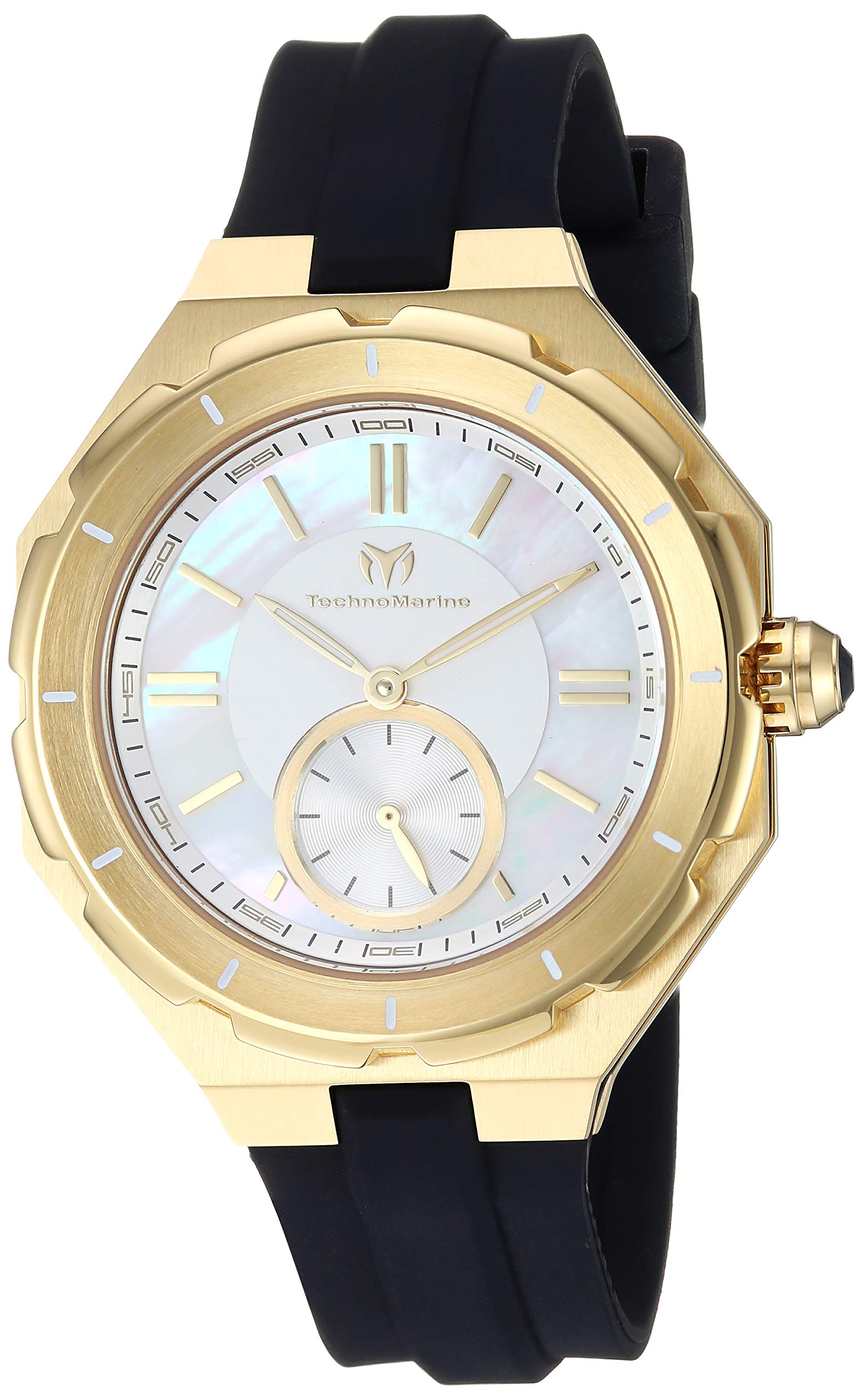 Technomarine Women's Cruise Black Stainless Steel Quartz Watch with Silicone Strap - Waterproof Fashion Watch for Swimming, Diving & Everyday Wear (Model TM-118116)