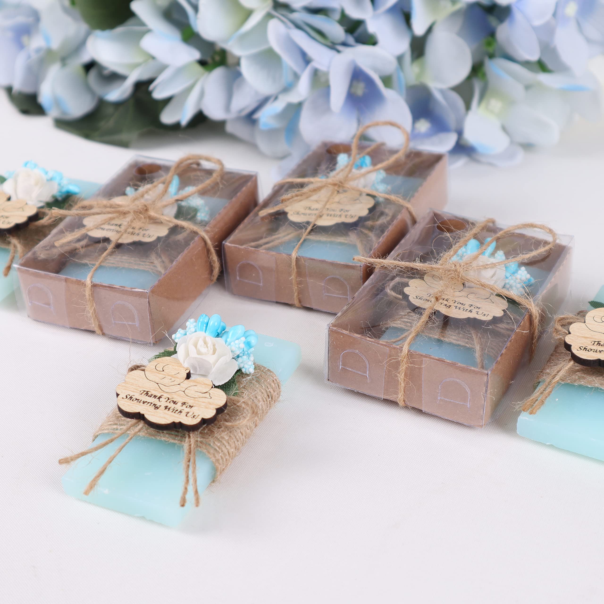 HTF Pack of 10 Handmade Ocean Scented Mini Soap - Baby Shower Decorations & Gifts for Boys (Blue) - Perfect for Baby Showers, Gender Reveals & Nursery Decor