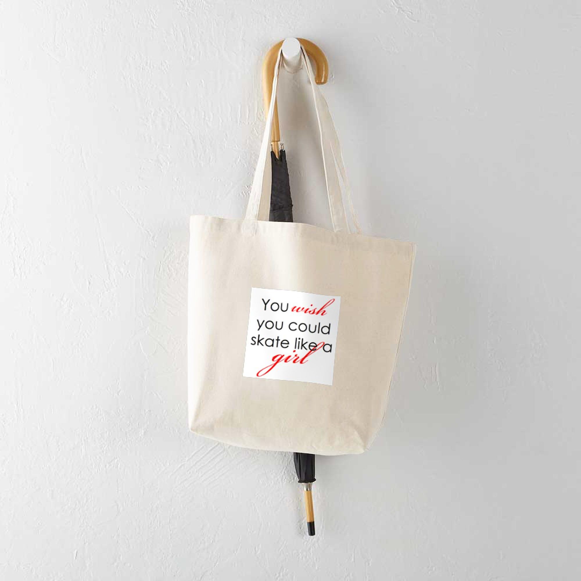 Skate Like A Girl Natural Canvas Tote Bag - Eco-Friendly Reusable Shopping Bag for Women | Perfect for Groceries, Beach Trips & Skatepark Essentials