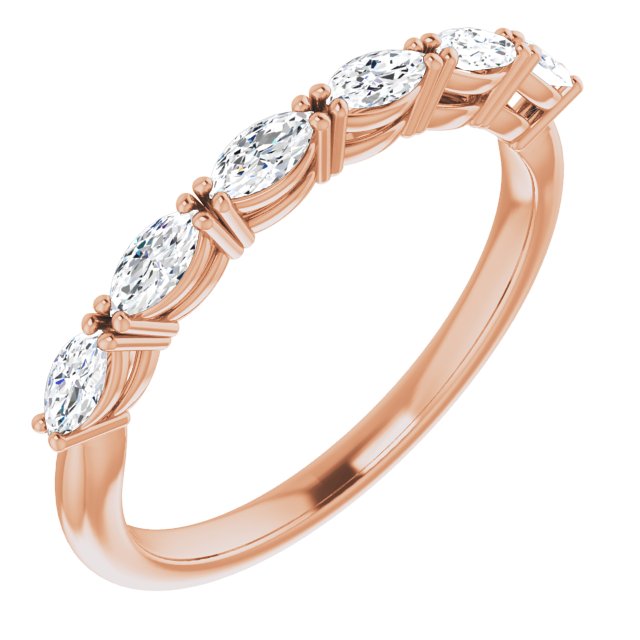 0.60 Carat East West Marquise Diamond Open Gallery Wedding Band - Elegant Stackable Ring for Bridal Sets & Anniversary Gifts