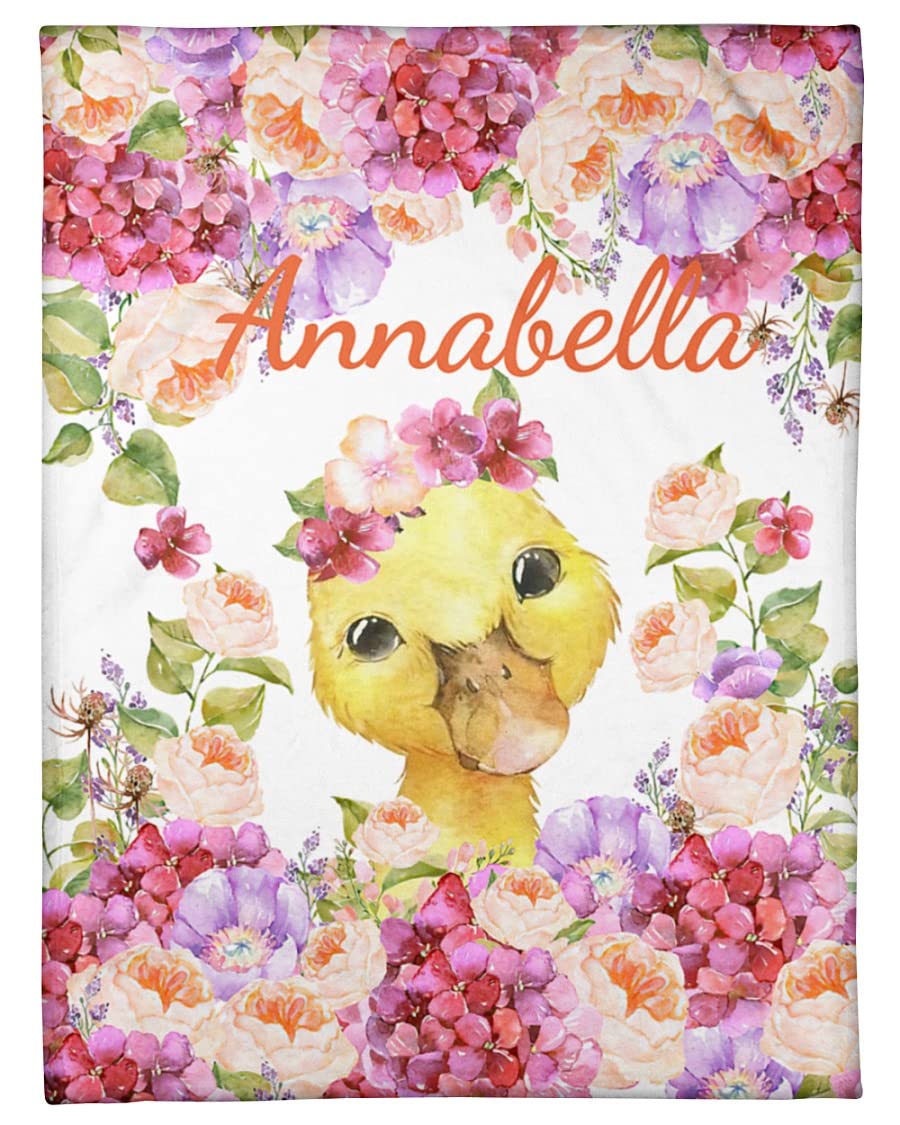 Personalized Baby Blanket with Name - Soft Fleece Custom Baby Blanket for Boys & Girls - Elephant & Giraffe Design - Blue, Purple, Pink Colors - Perfect for Nursery, Gift, Photography & Travel