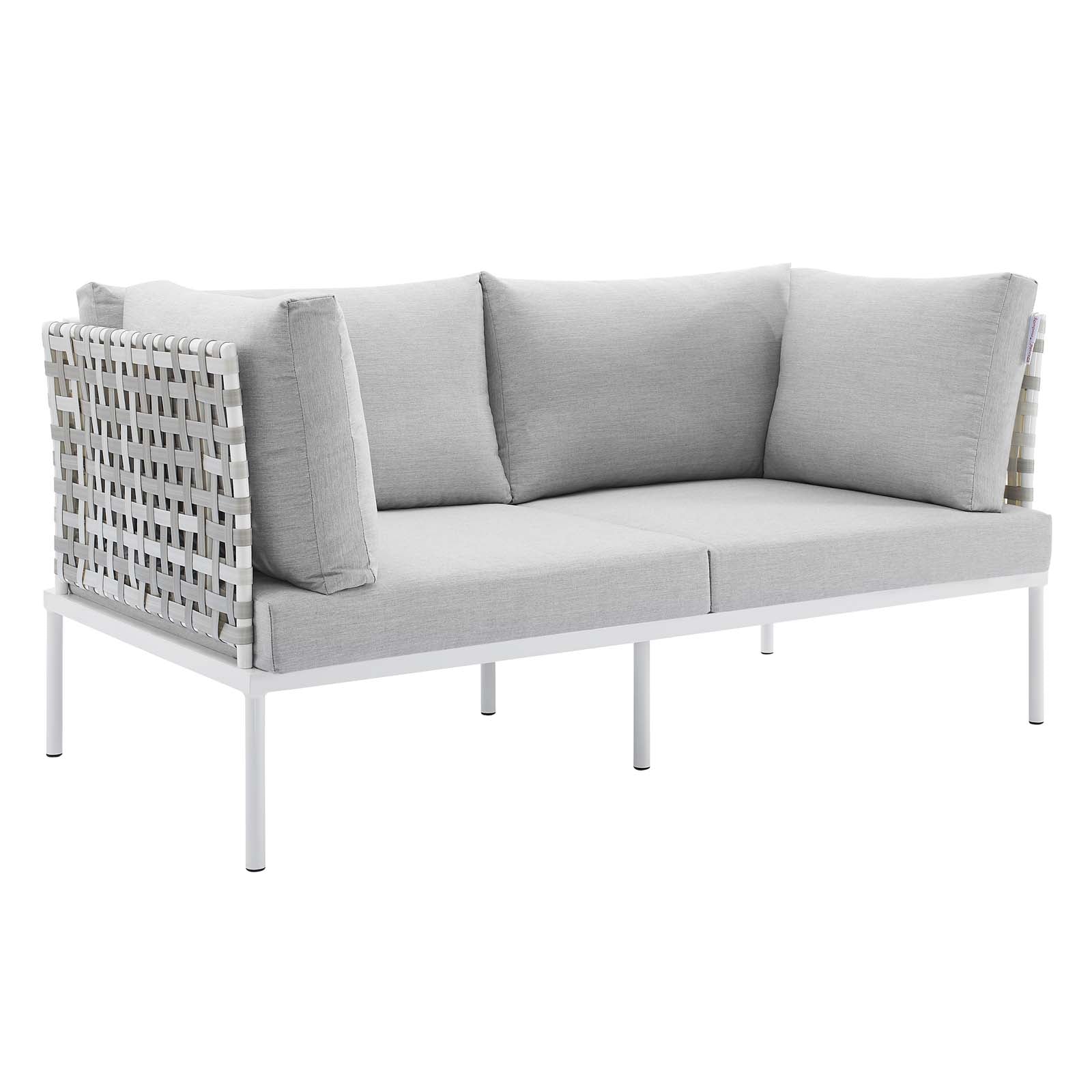 Harmony Sunbrella® Basket Weave Aluminum Loveseat - Waterproof Outdoor Patio Furniture for Garden, Poolside & Backyard Relaxation
