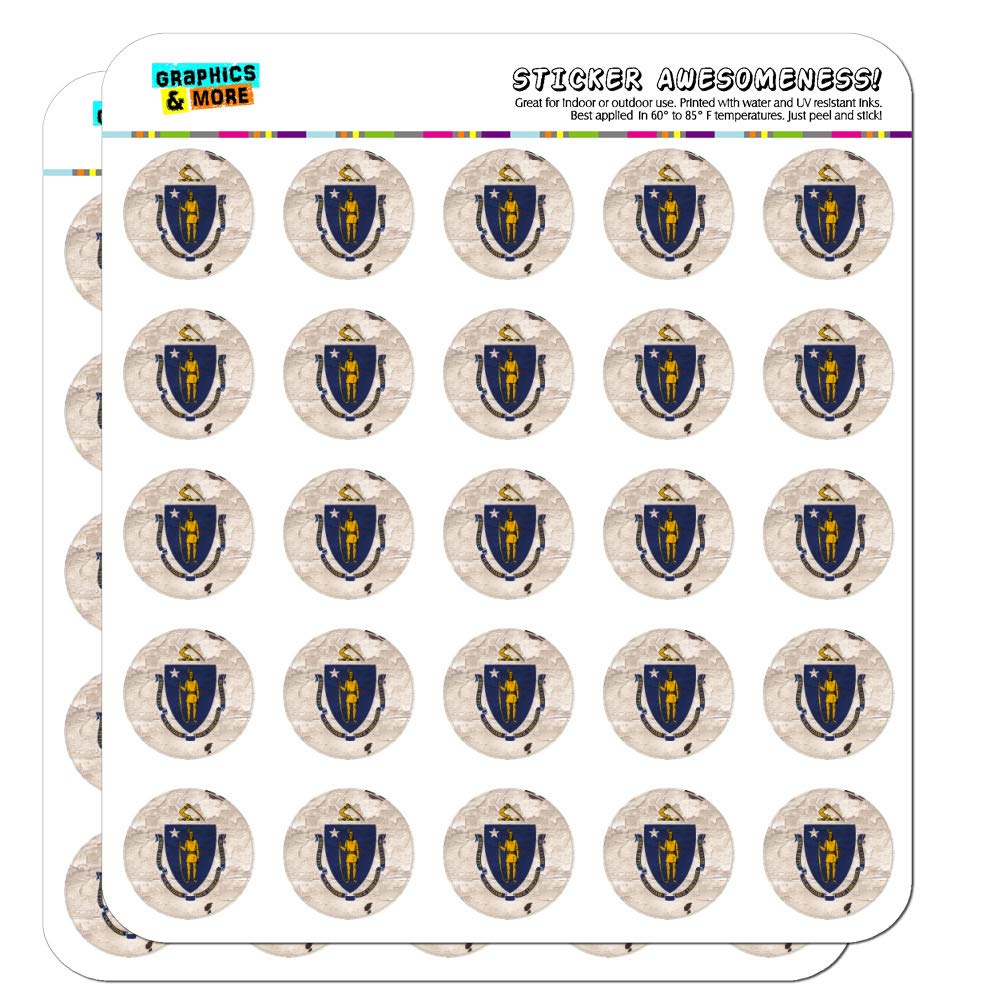 Vintage Rustic Massachusetts State Flag Stickers - Distressed USA Patriotic Planner Calendar Decals for Scrapbooking, Journaling, DIY Crafts | Perfect for Bullet Journals, Travel Scrapbooks & Home Decor