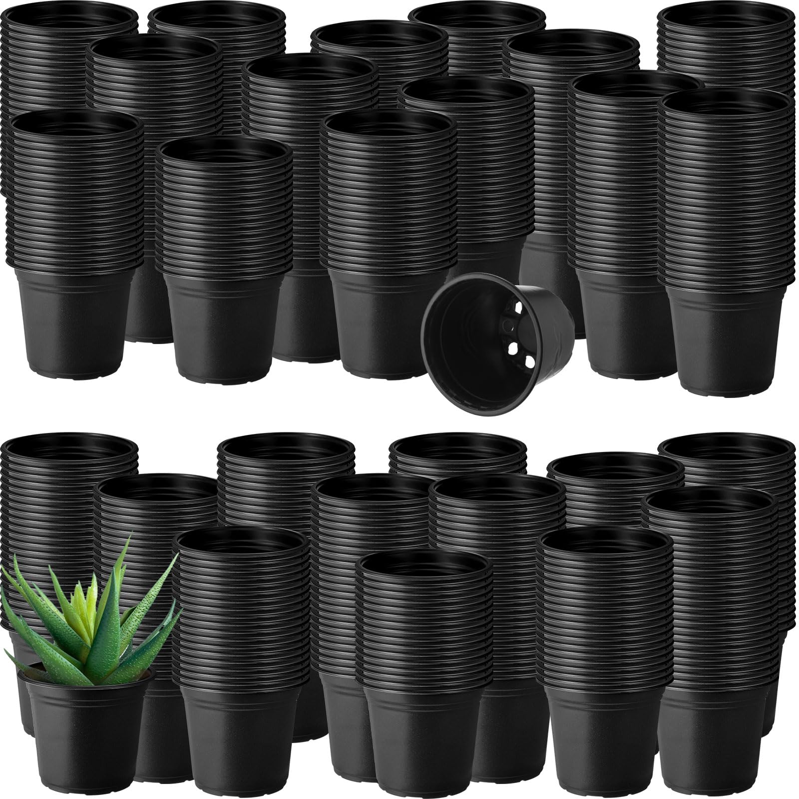 1500 Pcs 6 Inch Black Plastic Seedling Pots with Drainage Holes - Reusable Plant Nursery Containers for Indoor/Outdoor Gardening, Seed Starting, Flower Transplanting - Perfect for Greenhouses, Home Gardens & Urban Farming