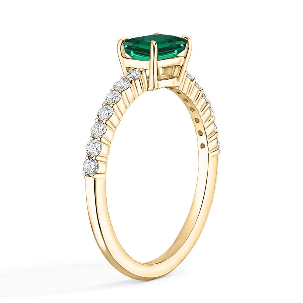 Lab Grown Emerald and Diamond Promise Ring for Women - Ethical & Affordable Engagement Jewelry - Perfect for Proposals, Anniversaries, and Special Occasions
