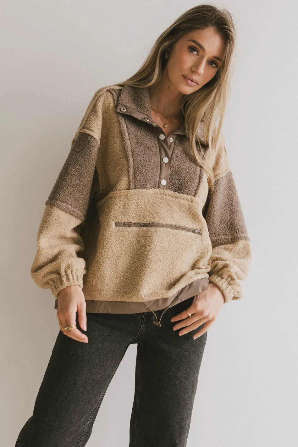 Indra Quarter Zip Fleece Pullover in Taupe - Soft & Warm Lightweight Jacket for Men & Women | Perfect for Hiking, Camping & Outdoor Activities | FINAL SALE