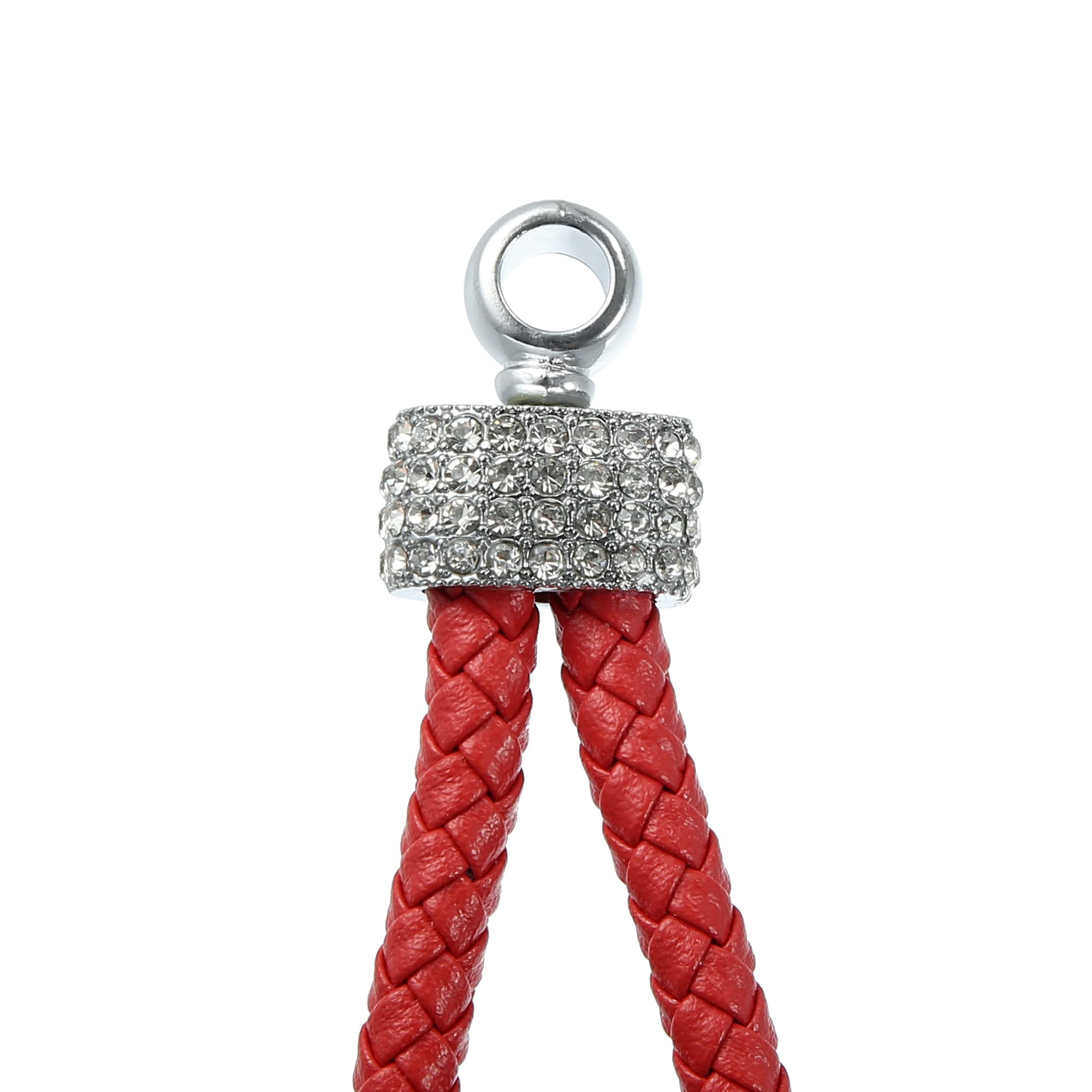 X AUTOHAUX Braided PU Leather Car Key Chain with 360° Rotatable D-Ring - Stylish Key Holder for Men & Women (Red) - Perfect for Key Organization, Car Keys, and Everyday Carry Accessories