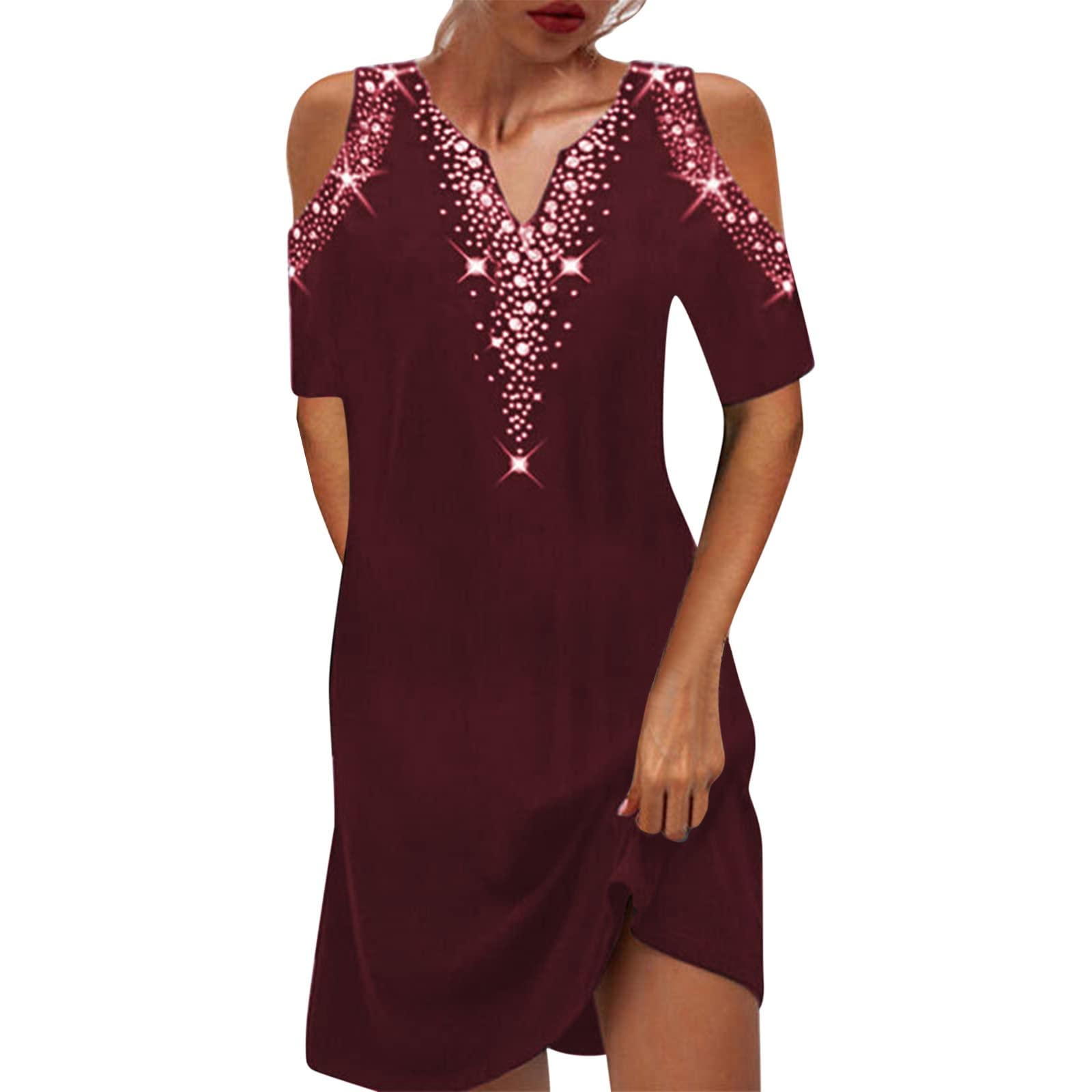 Sexy V-Neck Floral Print Hollow Out Mini Dress for Women - Casual Summer Sleeveless Party Dress for Beach, Date Night & Vacation Outfits