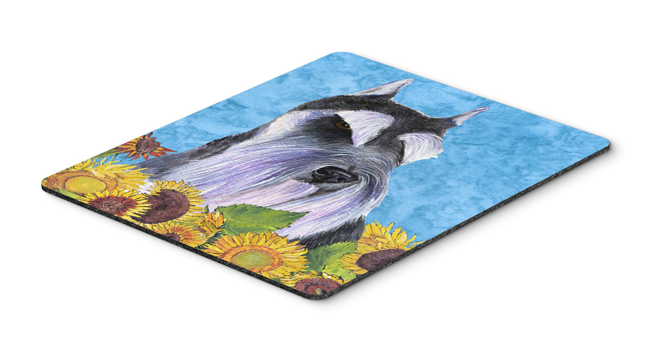 Caroline's Treasures SS4110MP Schnauzer in Summer Flowers Mouse Pad - Large Washable Non-Slip Desk Mat for Home Office, Gaming & Computer Work | Perfect for Laptop Users & Workspace Decor