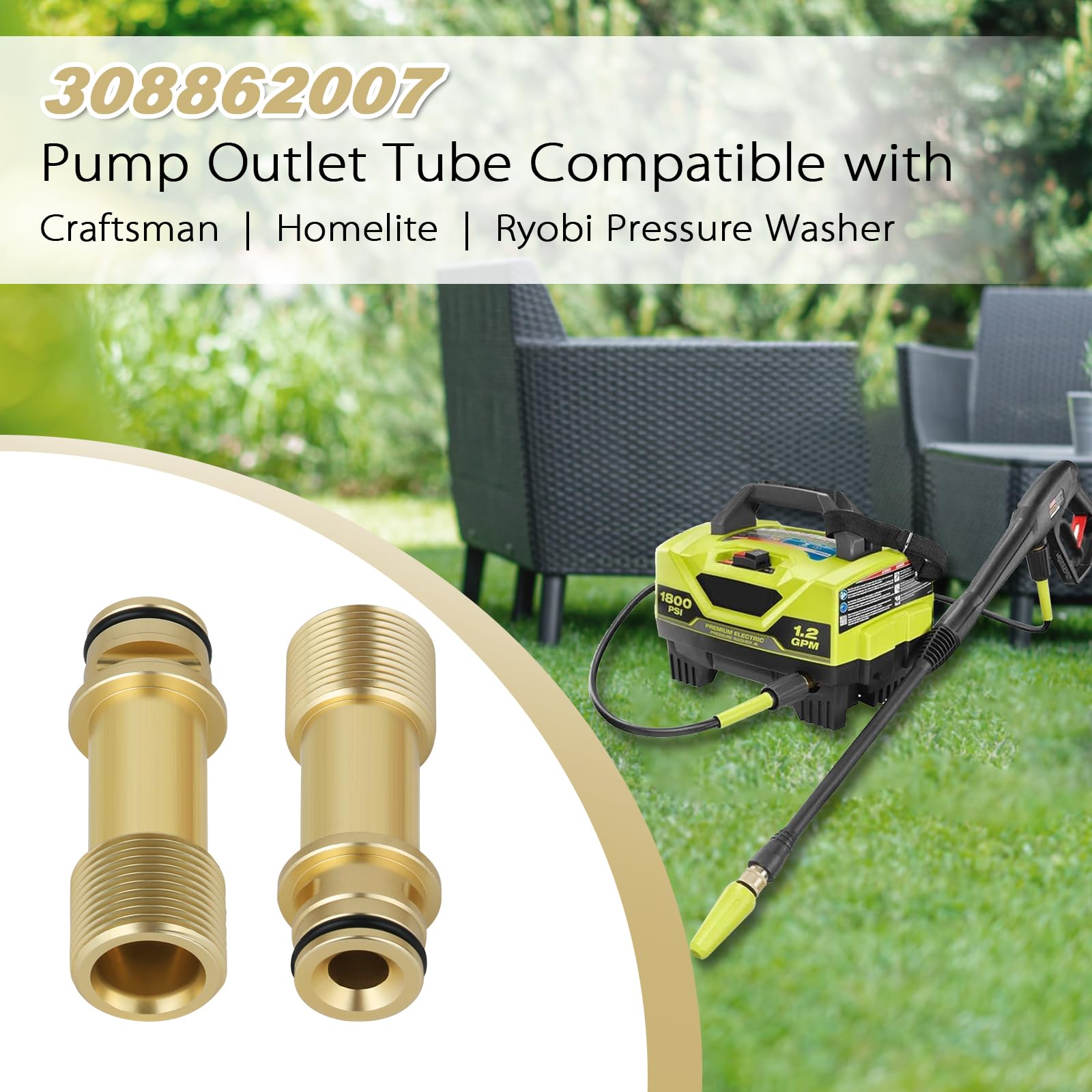 308862007 Pump Outlet Tube Replacement for Homelite & Ryobi 141600 Pressure Washer - Perfect for Home Cleaning, Car Washing, and Outdoor Maintenance