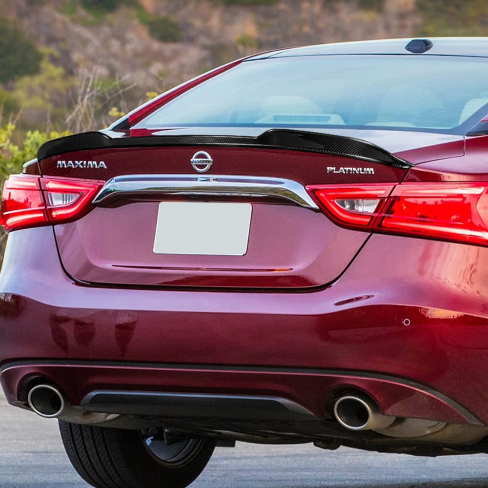 **Q1-Tech 3K Carbon Fiber V-Style Trunk Spoiler Wing for 2016-2023 Nissan Maxima - Rear Lip Spoiler Upgrade - Enhances Aerodynamics & Style (Perfect for Street Racing & Car Shows)**