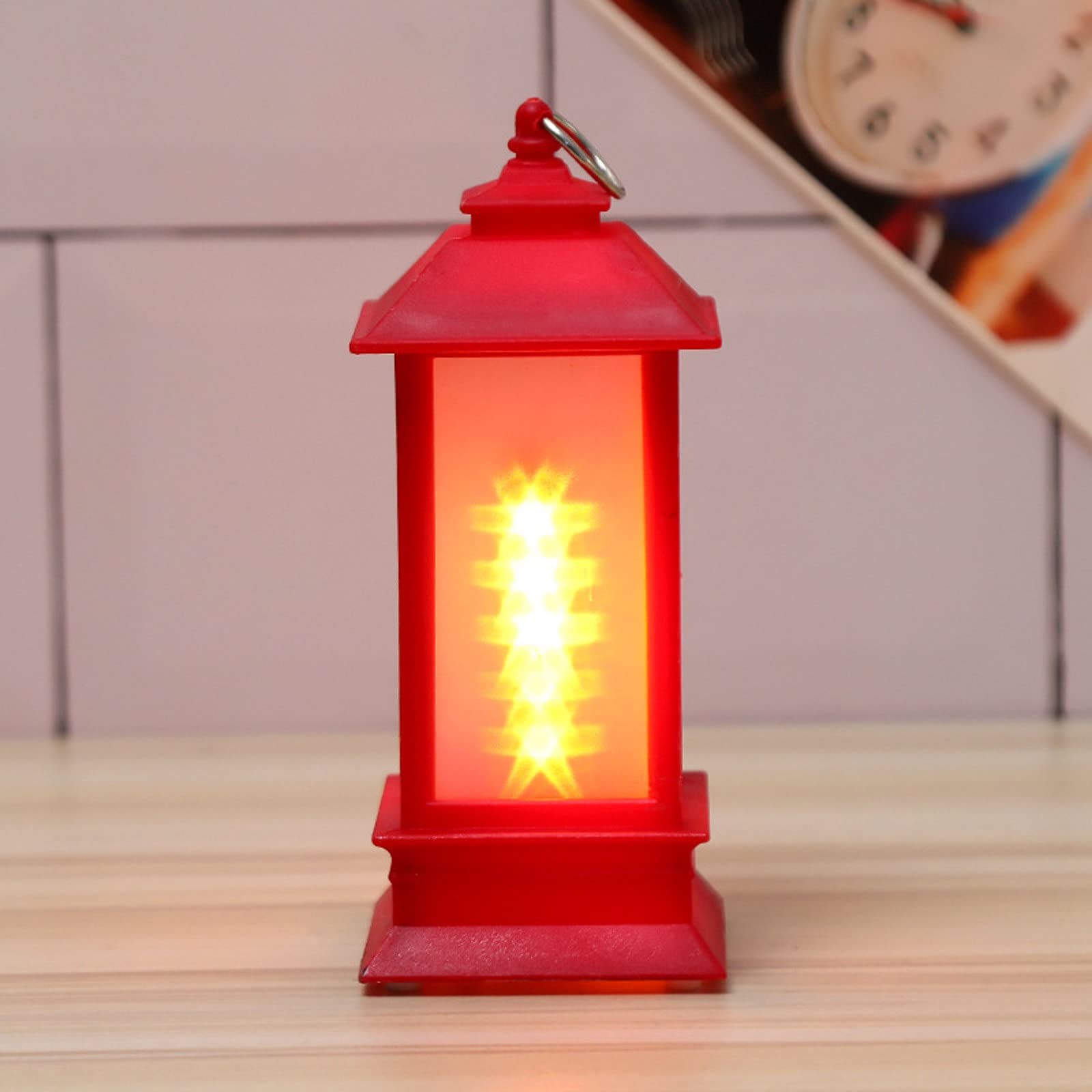 LED Christmas Lantern Decorative Candle Lamp - Indoor & Outdoor Holiday Decor, Night Light, Candlestick Holder, Desktop Wind Candle Lamp, Festive Gift Idea (Red) - Perfect for Holiday Home Decor, Party Lighting, and Cozy Winter Ambiance