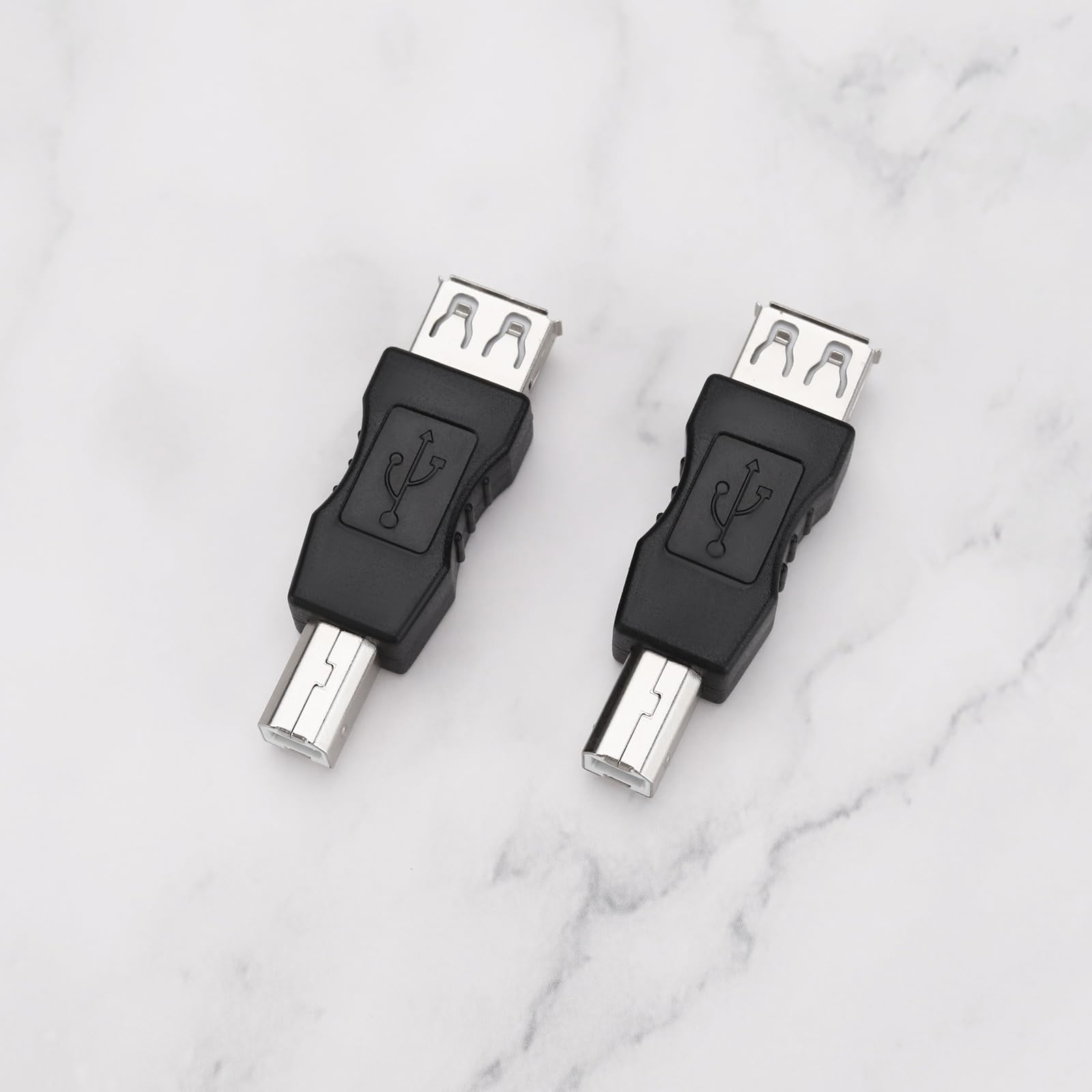 4PCS USB 2.0 A Female to B Male Printer Adapter Converter - 52.5x16.8mm Black Connector Plug for Printer, Scanner, Fax Machine - Perfect for Office Equipment & Home Printing Setup