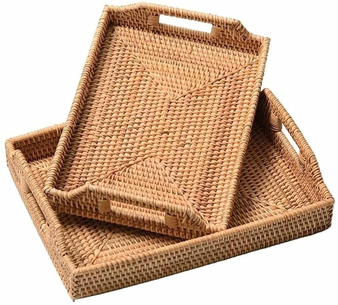 Natural Rattan Fruit Bowl with 2x Cutlery Tray - Multipurpose Kitchen Storage Basket for Fruits, Snacks, Pastries, Candy, and Dried Fish | Perfect for Countertop Organization, Dining Table Decor, and Pantry Storage