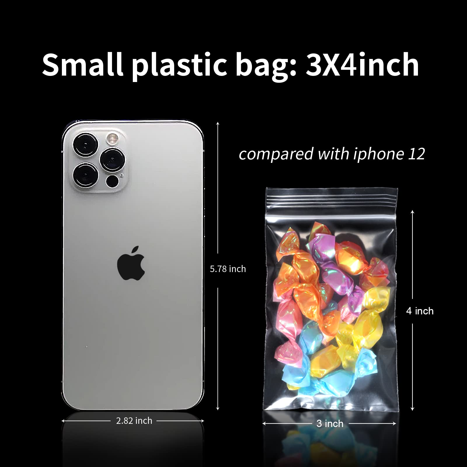 1000pcs 3x4 Inch Small Clear Plastic Bags - Reusable Transparent Jewelry Baggies for Pills, Coins, Candy Storage | Perfect for Crafting, Organizing & Small Item Protection