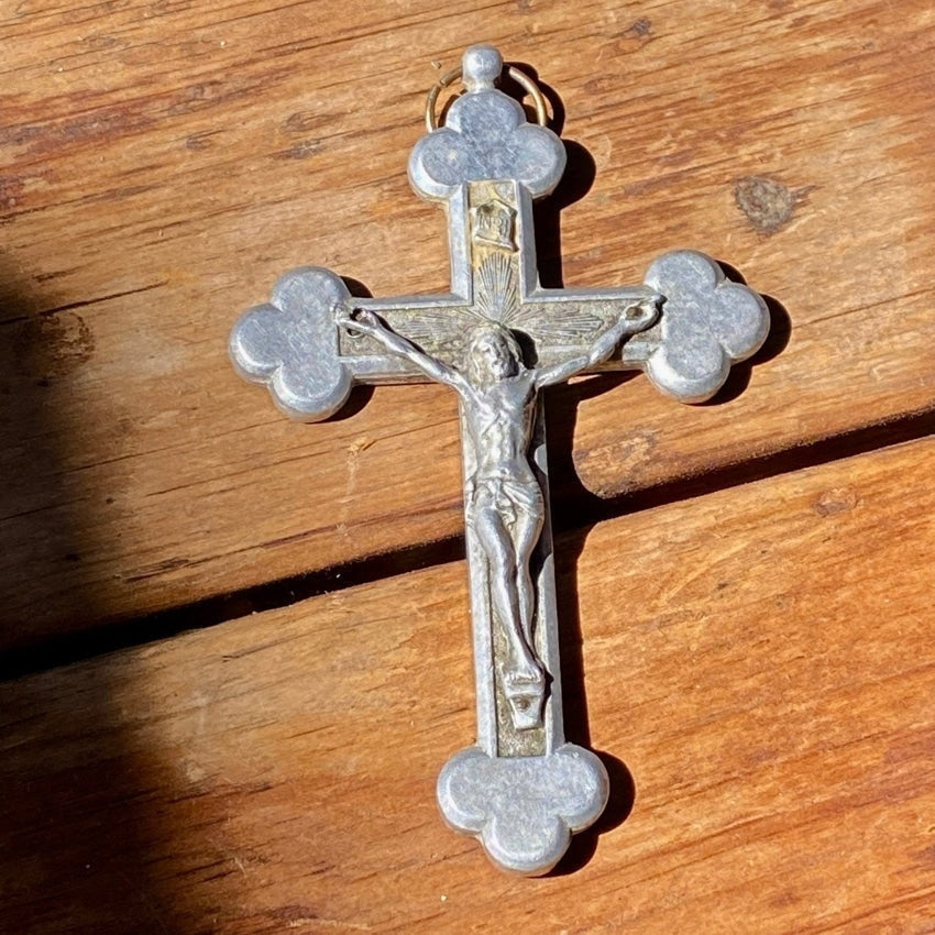 Vintage Cast Aluminum Holy Cross Crucifix Pendant - Large Religious Jewelry for Men & Women - Perfect for Church, Baptism, Confirmation & Everyday Faith Wear