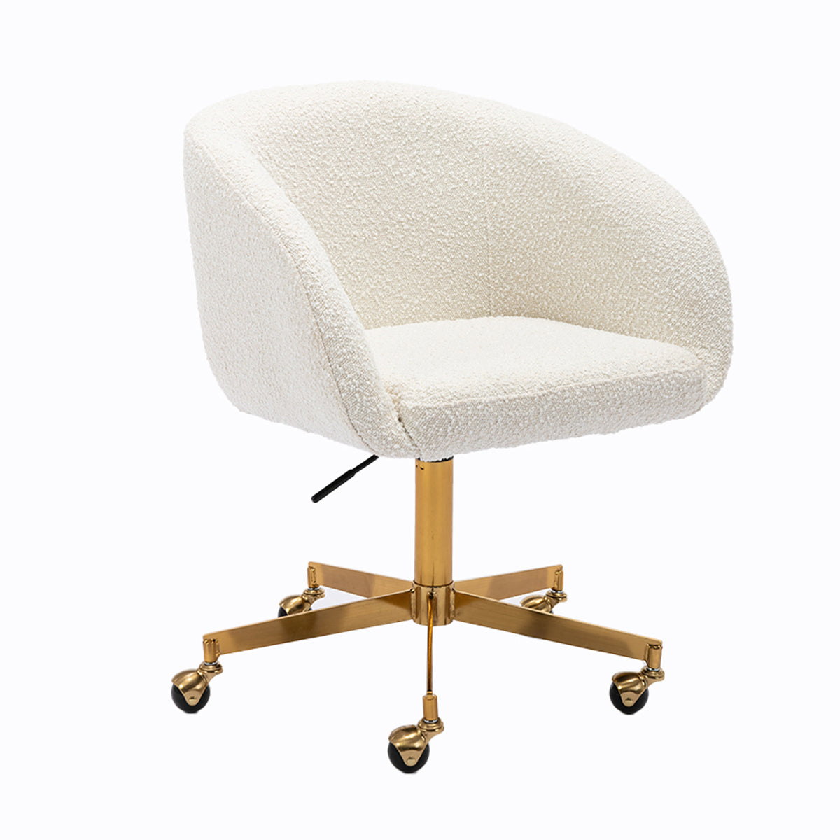 Avalon Boucle Office Chair - Ergonomic Modern Upholstered Desk Chair with Adjustable Height for Home & Office Workspace - Perfect for Remote Work, Study, and Gaming
