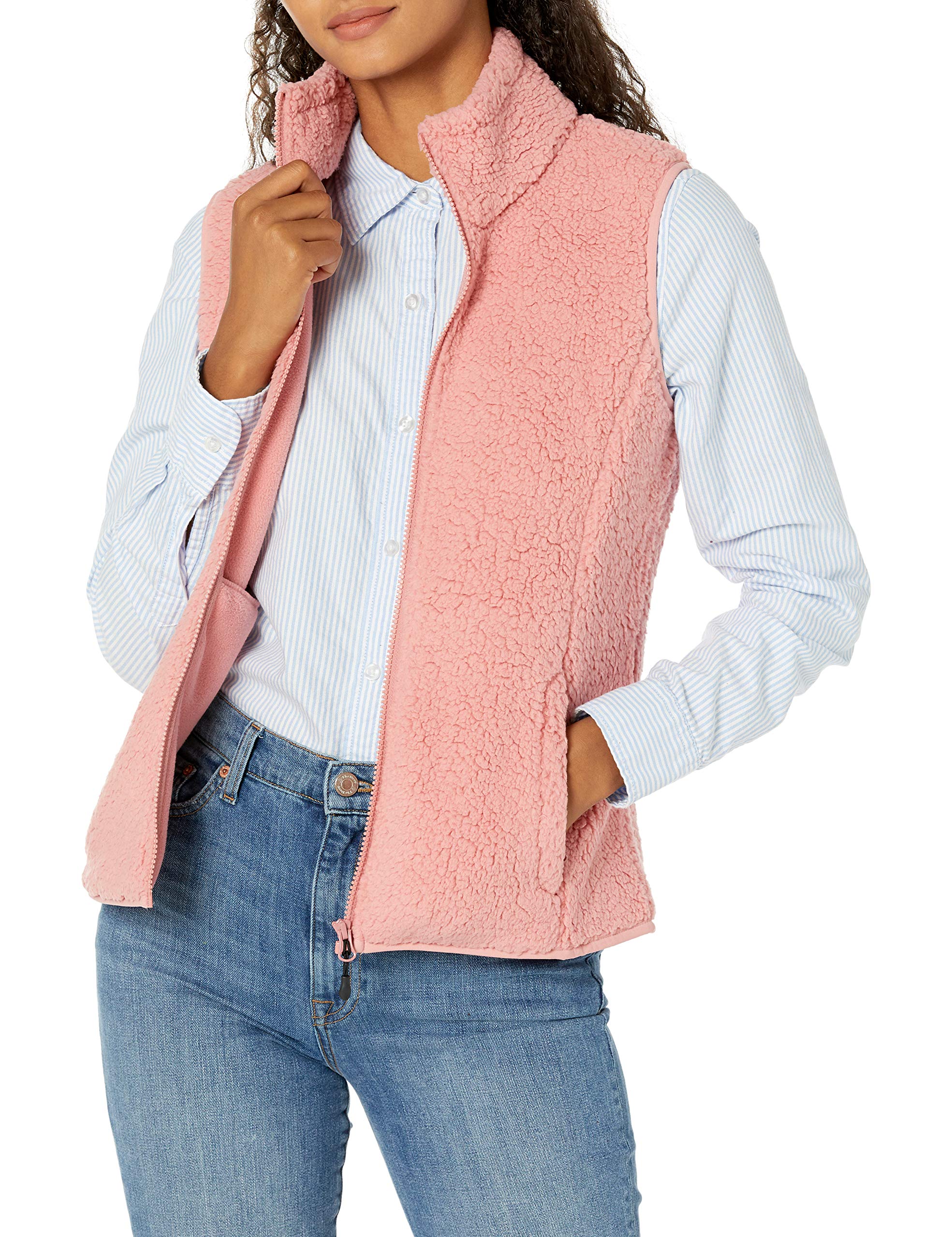 Amazon Essentials Women's Polar Fleece Lined Sherpa Vest - Warm Winter Puffer Vest for Outdoor Activities, Hiking & Casual Wear