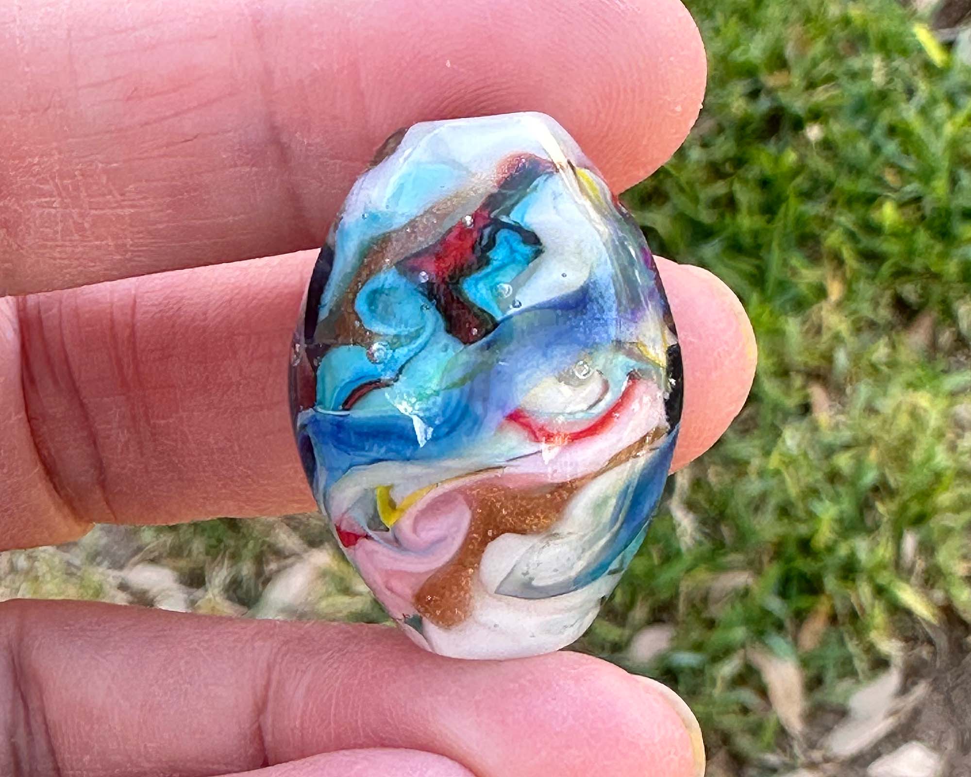 Handmade Rainbow Watercolor Lampwork Glass Focal Bead for Jewelry Making - Perfect for Necklaces, Bracelets & DIY Craft Projects
