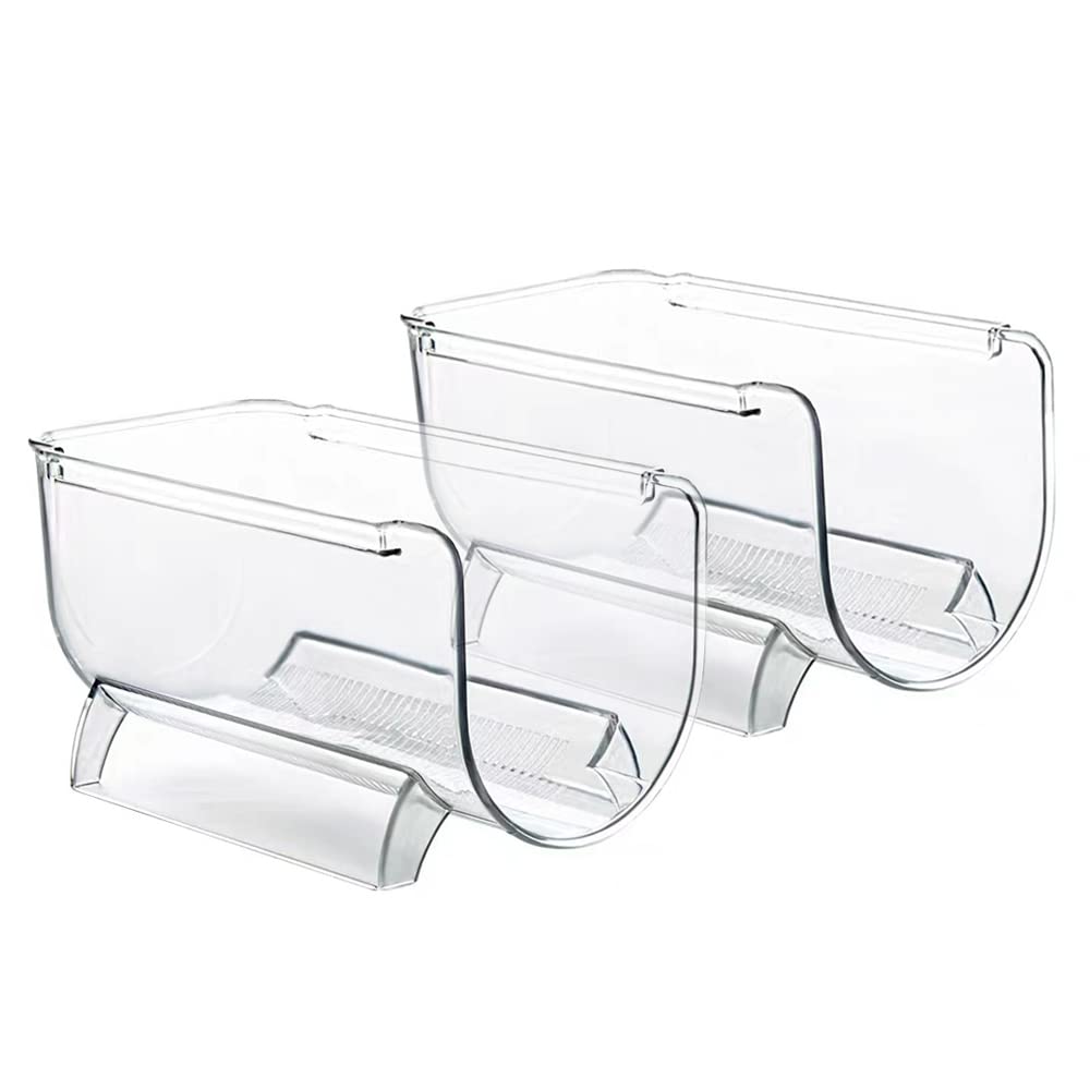 2 Pack Stackable Plastic Bottle Rack - Fridge Organizer for Wine, Beer & Soda Bottles - Space Saving Kitchen Storage Solution for Home & Office