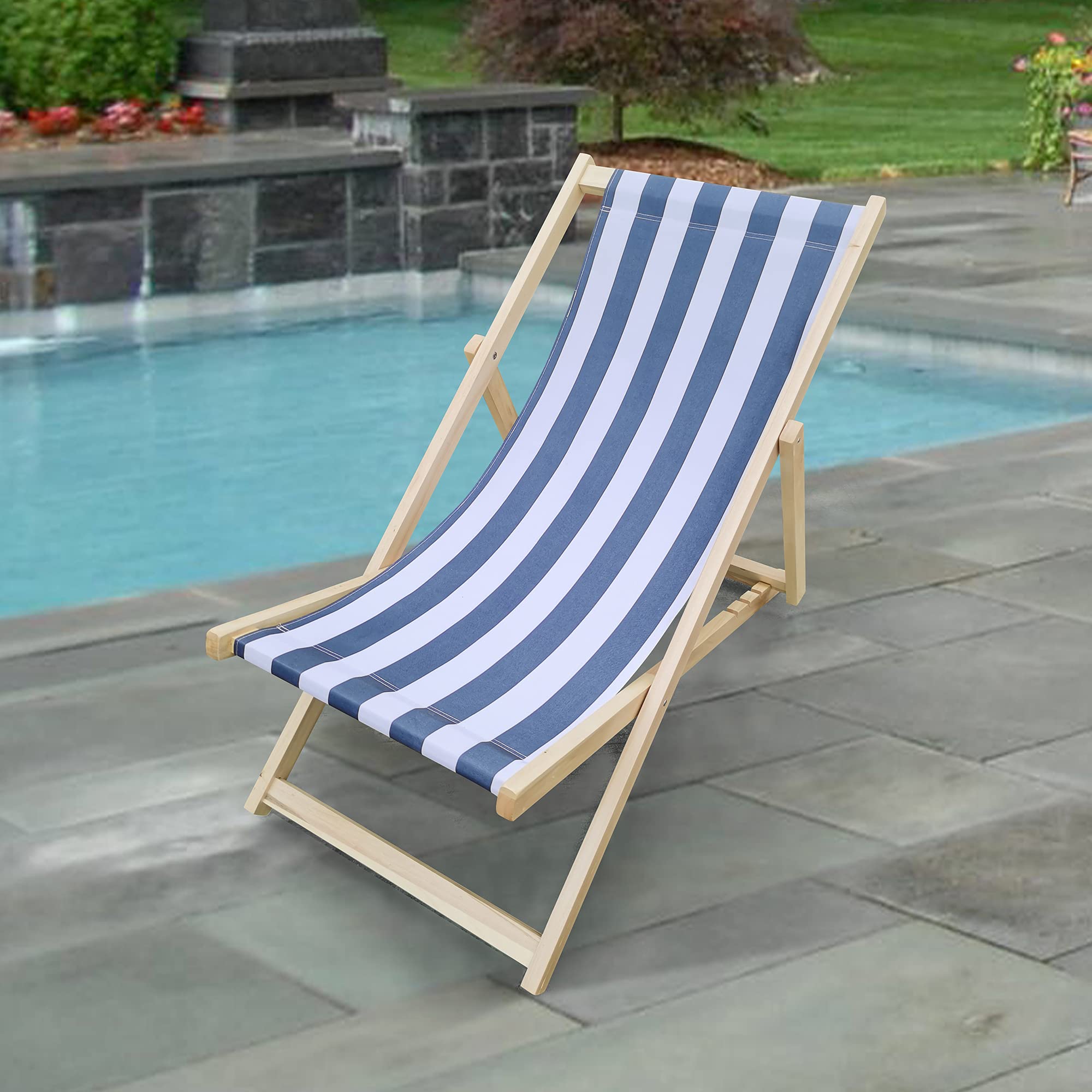 Foldable Adjustable Sling Chair - Outdoor Reclining Lounge Chair for Beach, Patio, Poolside & Camping - Perfect for Relaxing in Backyard, Garden or Vacation