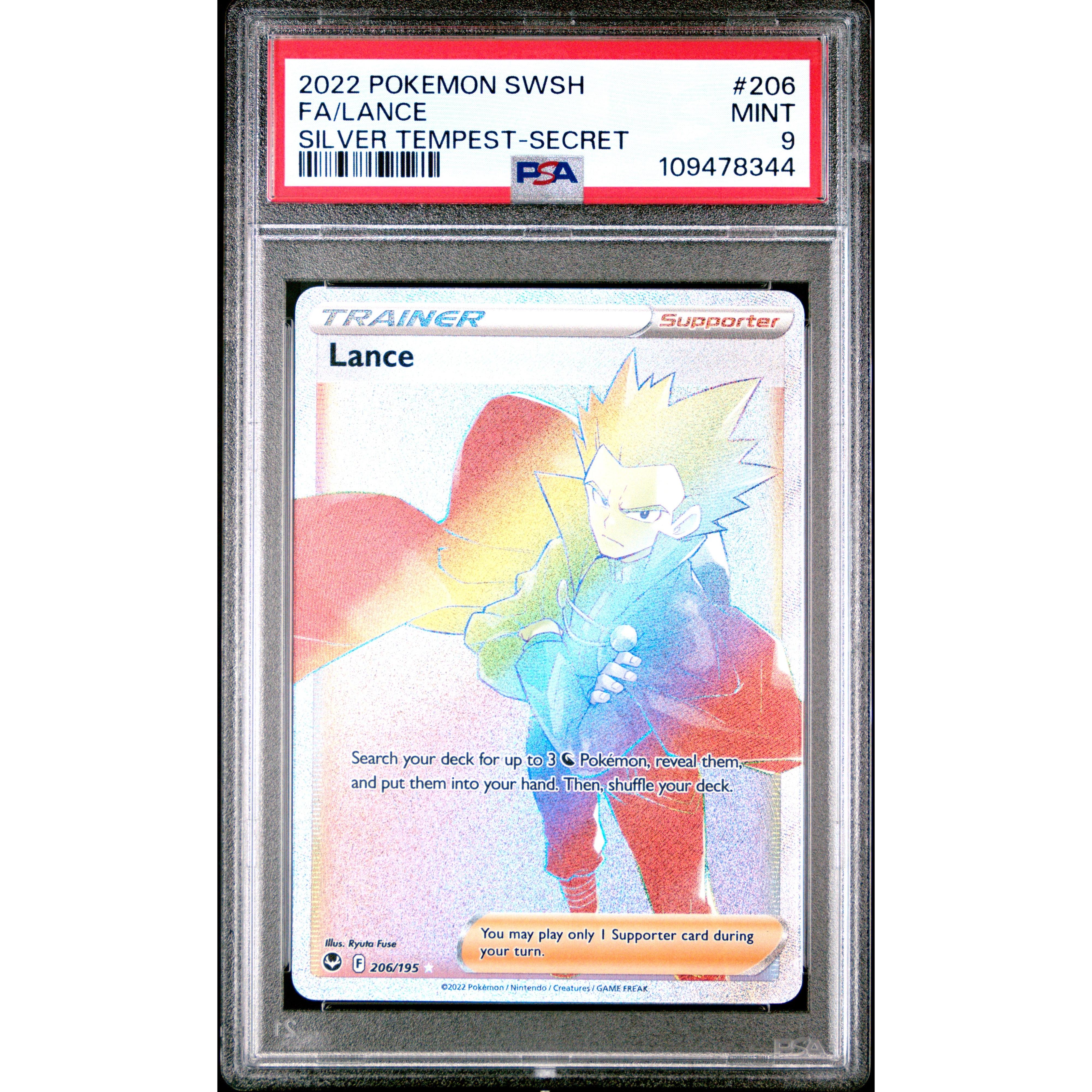 2022 Pokemon Silver Tempest Lance Secret 206/195 PSA 9 Graded Card - Rare Collectible for Trading Card Game Enthusiasts & Perfect Gift for Pokemon Fans