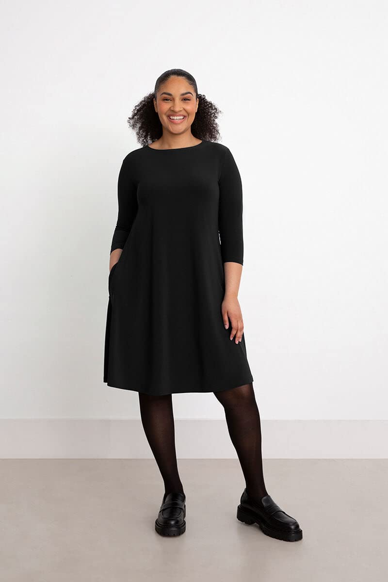 Elegant Black Trapeze Dress - Short Sleeve A-Line Mini Dress for Women | Perfect for Cocktail Parties, Date Nights & Summer Outfits