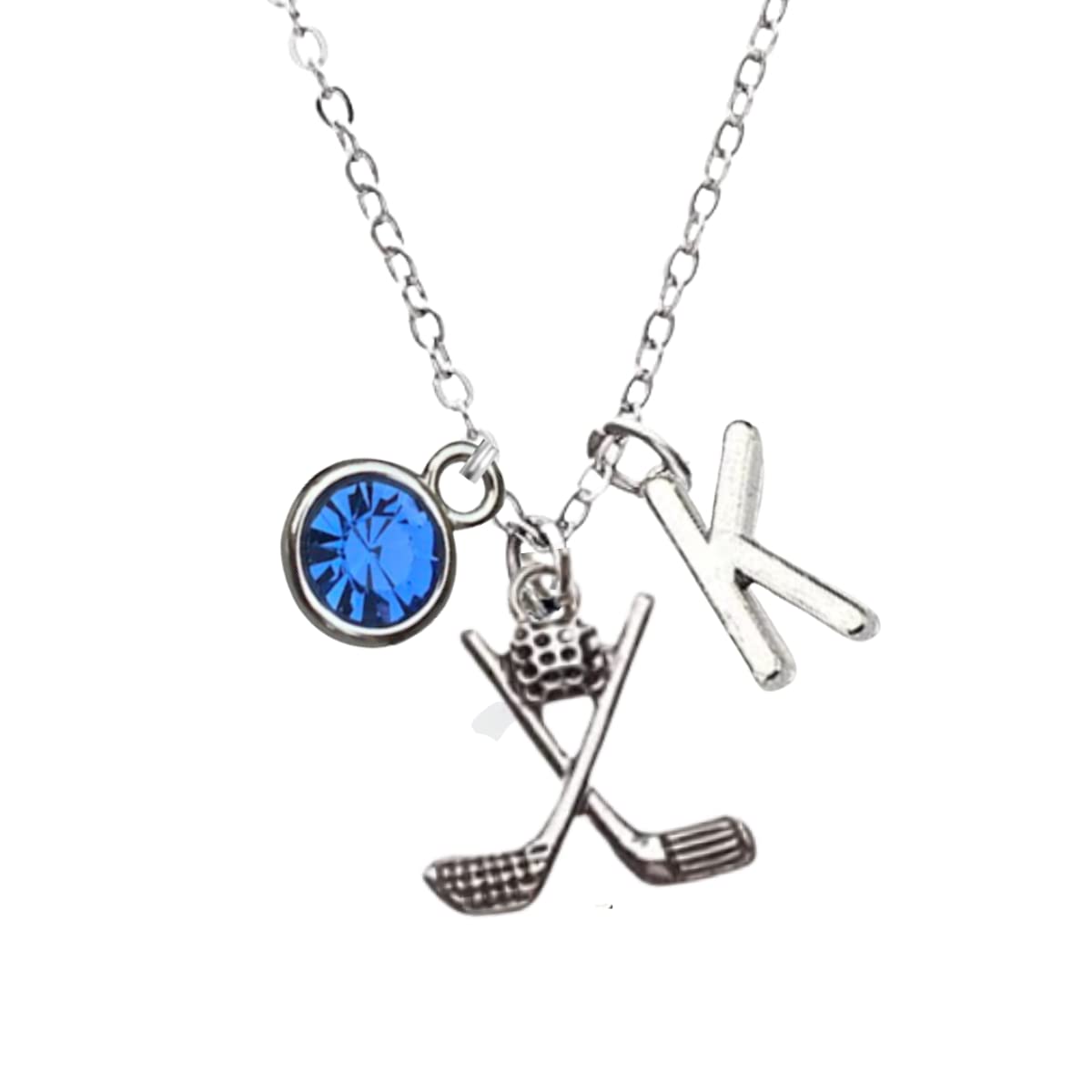 Personalized Golf Necklace with Letter & Birthstone - Custom Golf Club Pendant Charm Jewelry for Women - Perfect Gift for Female Golfers, Golf Enthusiasts & Sports Lovers - Ideal for Birthdays, Anniversaries & Golf Tournaments