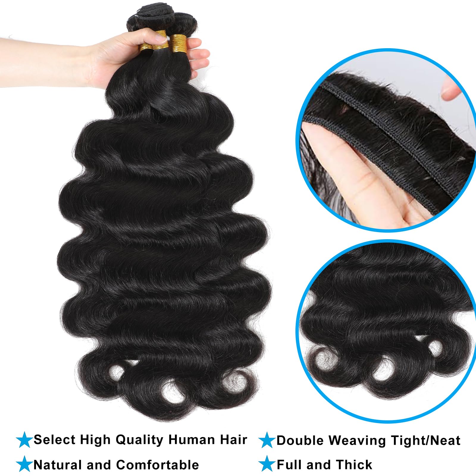 YAREESONG 40 Inch Brazilian Body Wave Human Hair Bundles - 12A Grade 100% Unprocessed Virgin Hair Wefts for Sew-in Extensions | Perfect for Salon Styling, Everyday Wear & Special Occasions