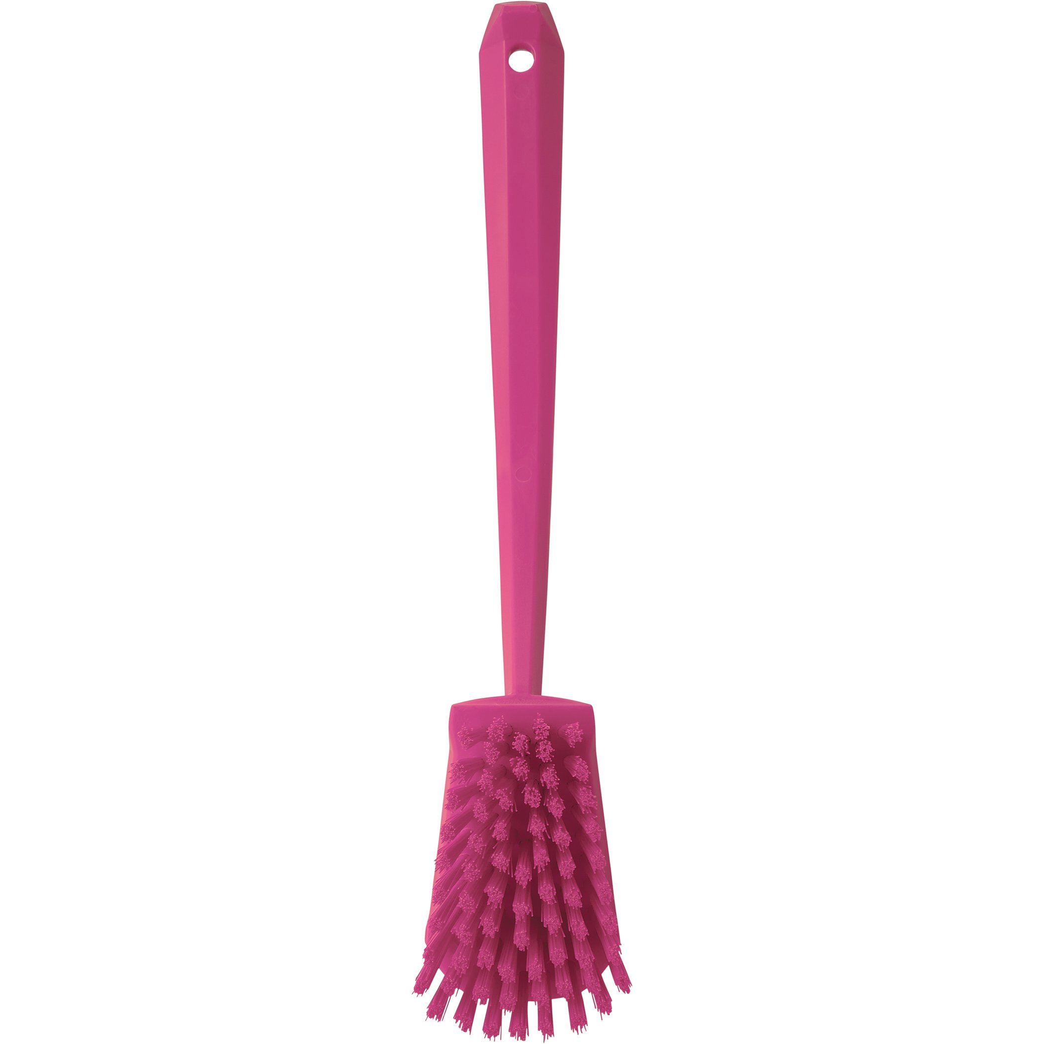 Vikan 41861 Stiff Bristle Cleaning Brush - 15.75 Inch PP/PBT Dish Brush for Kitchen, Bathroom, Outdoor Use - Durable Pink Scrub Brush for Pots, Pans, Tiles & Grout Cleaning