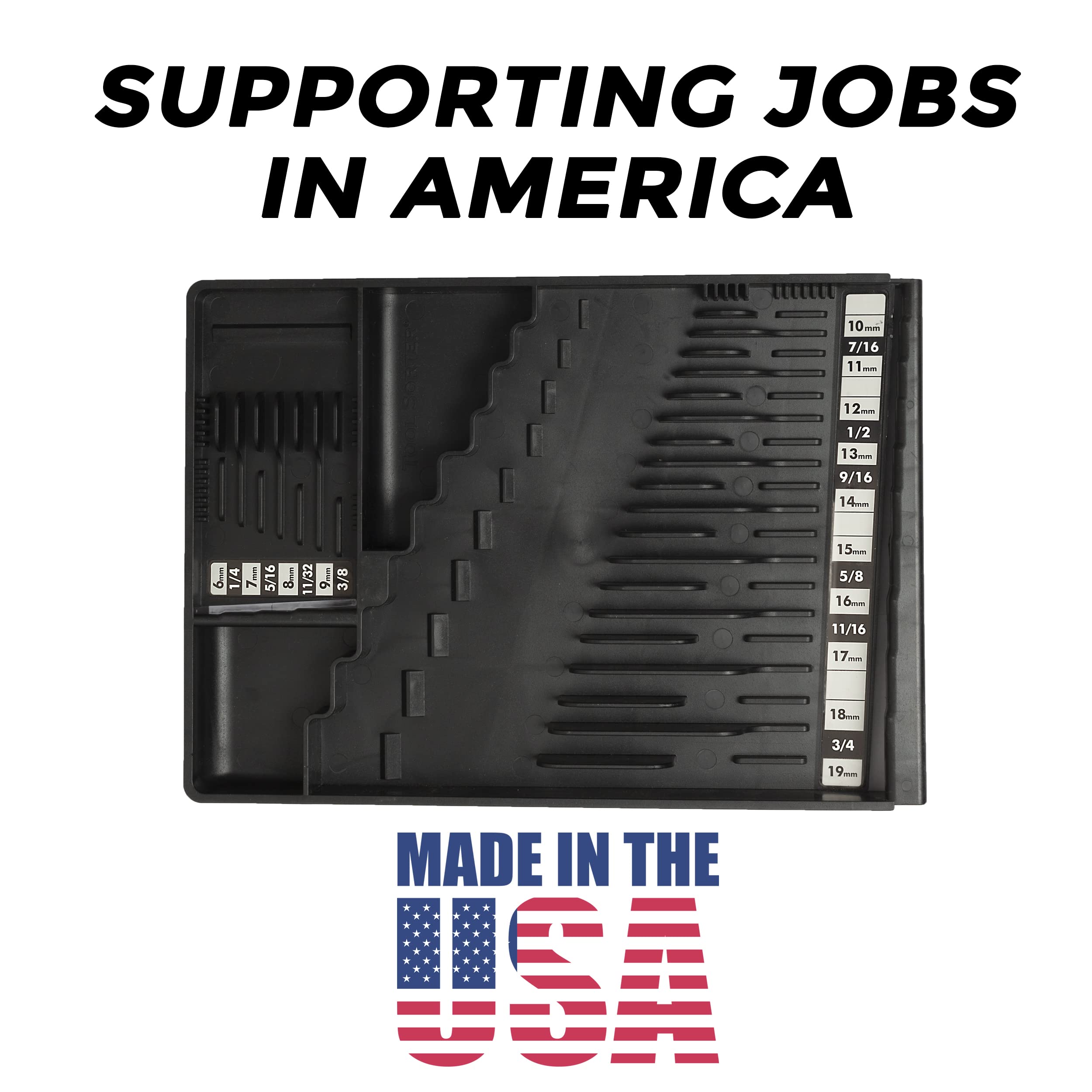 Premium Black Wrench Organizer - Made in USA - Perfect for Toolbox, Garage & Workshop Organization