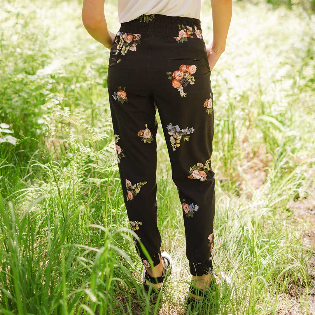 Destination Joggers for Women - Rose Black Color Comfortable Lounge Pants | Perfect for Yoga, Running, Travel & Casual Wear