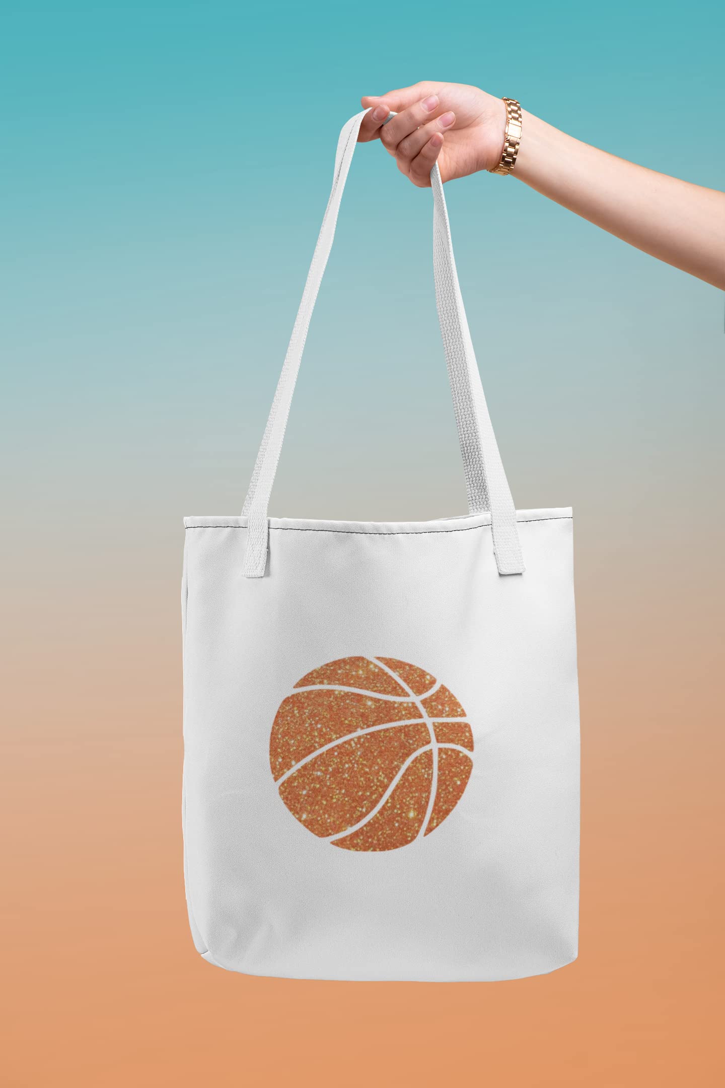 Basketball Iron On Transfer - Heat Press Vinyl Decal for Team Jerseys & Fan Apparel - Sports Patch for DIY Customization (Champagne Glitter) - Perfect for Game Day Outfits, Sports Events & Personalized Gifts