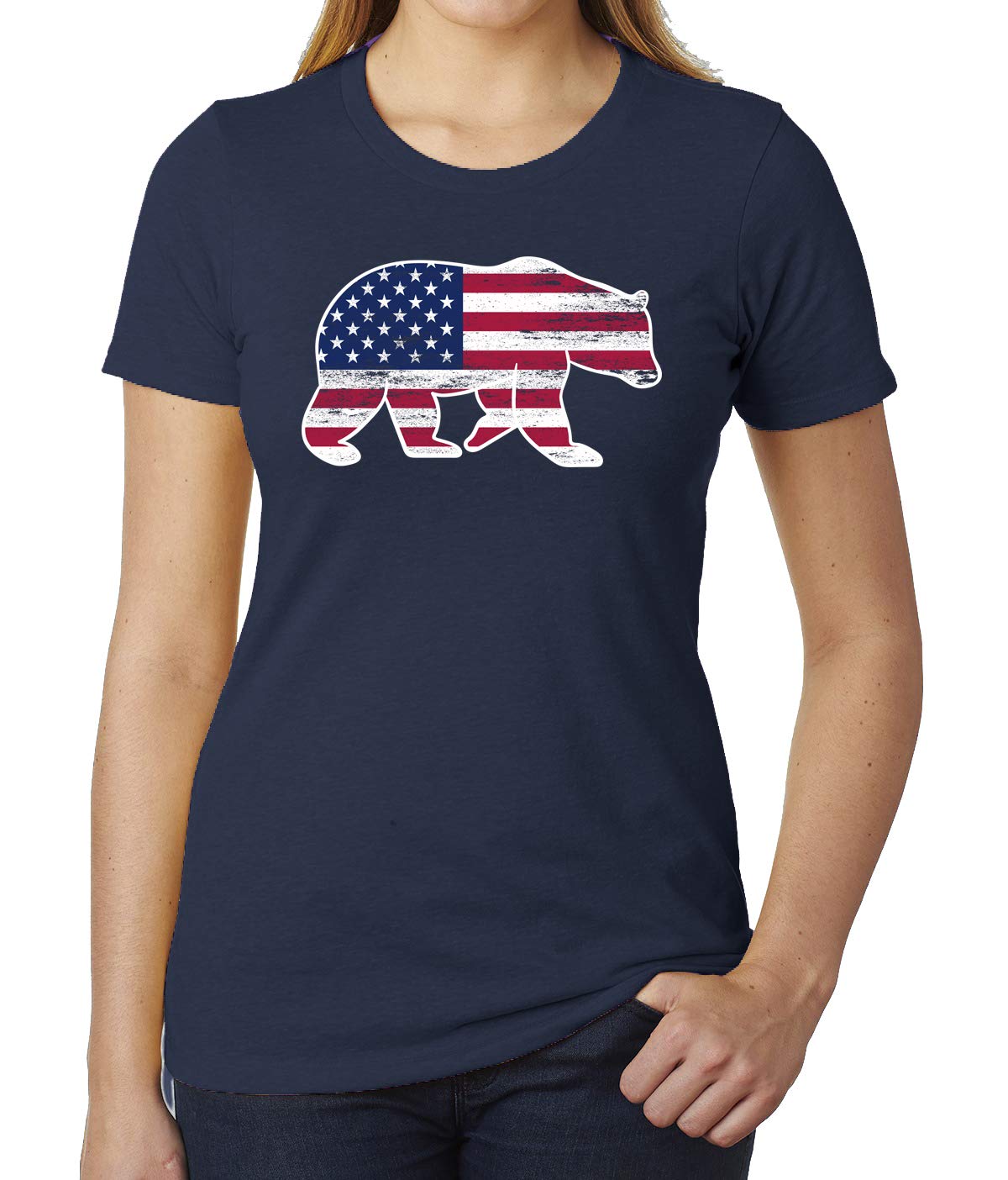 American Flag Patriotic Women's T-Shirt - 4th of July Graphic Tee for Ladies - Perfect for Independence Day Celebrations, BBQ Parties & Summer Outfits