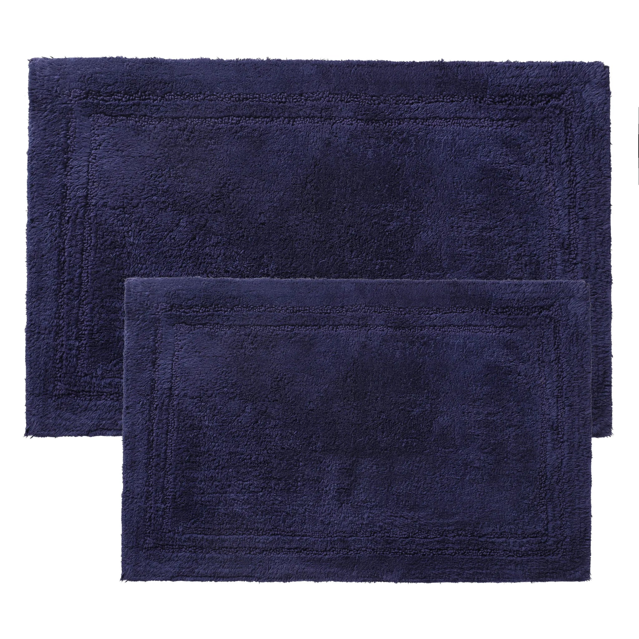 Non-Slip Cotton Bathroom Rug Set - 2 Piece Washable Absorbent Bath Mat with Anti-Skid Backing for Bathroom, Shower & Vanity Area
