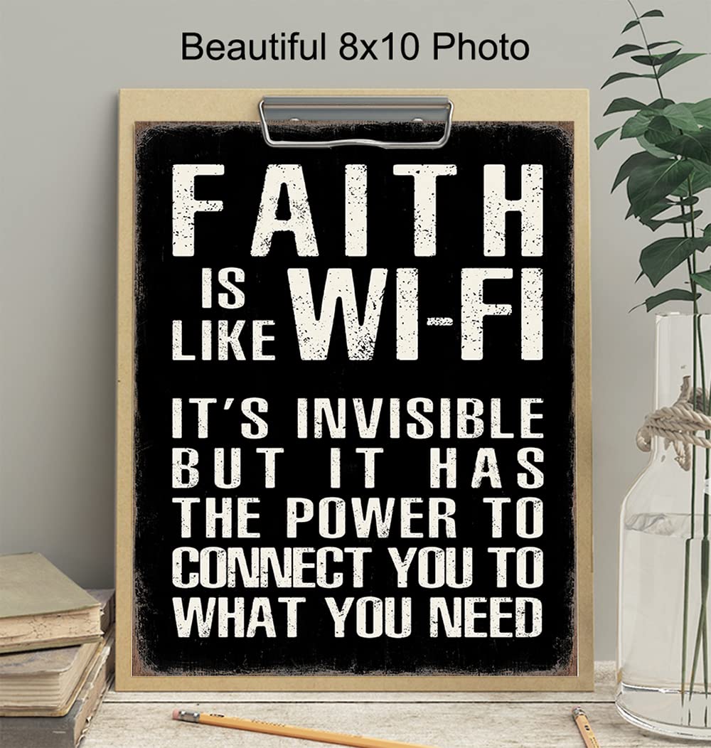 Inspirational Christian Wall Art - Religious Home Decor for Men, Catholic Gifts & Faith-Based Motivational Posters - Positive Quote Prints for Man Cave, Office & Prayer Room Decorations