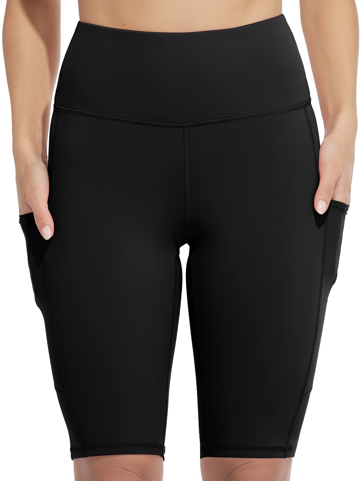 SOCIALA Women's High Waist Biker Shorts with Side Pockets - 12
